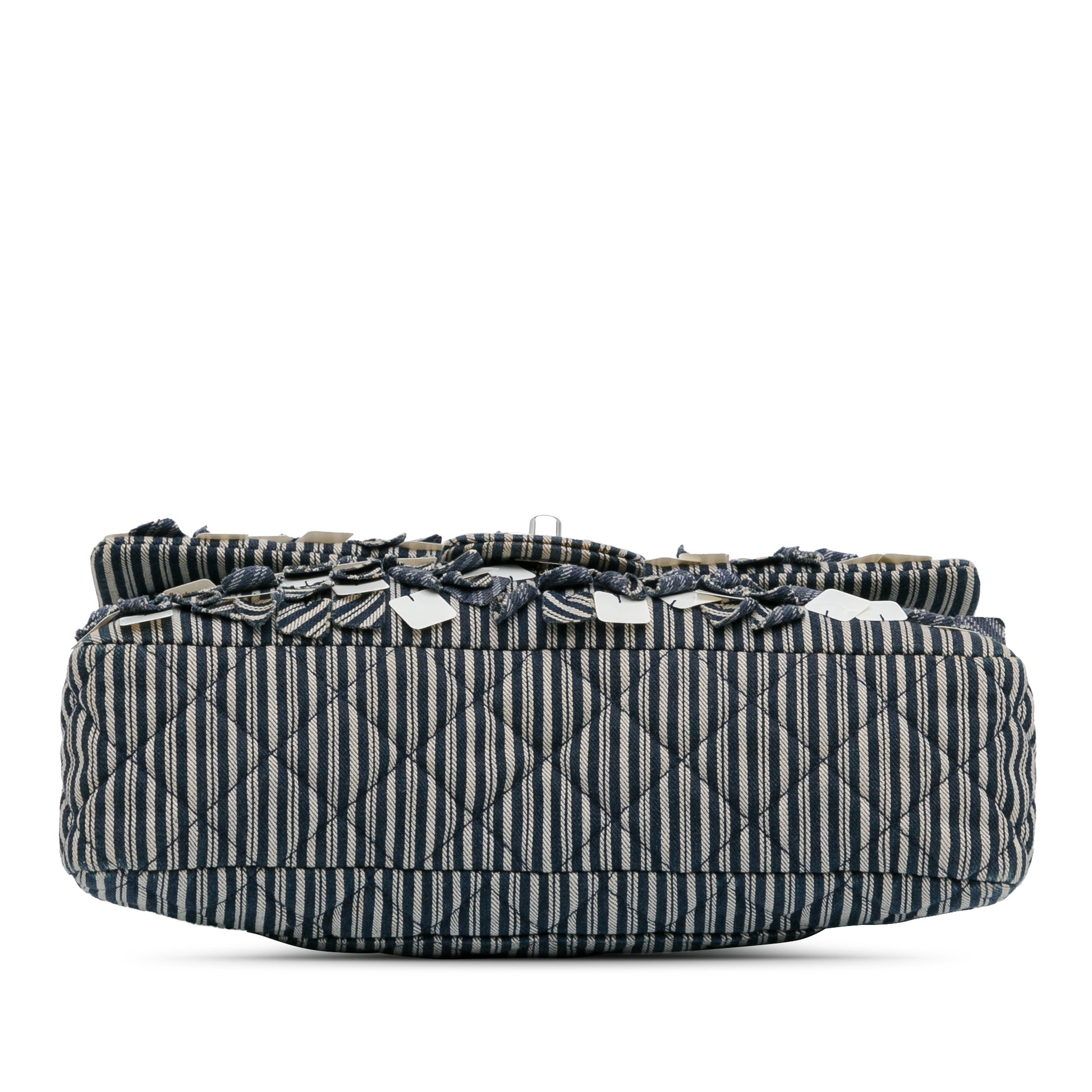 Chanel Medium Classic Canvas Sequin Stripes Double Flap