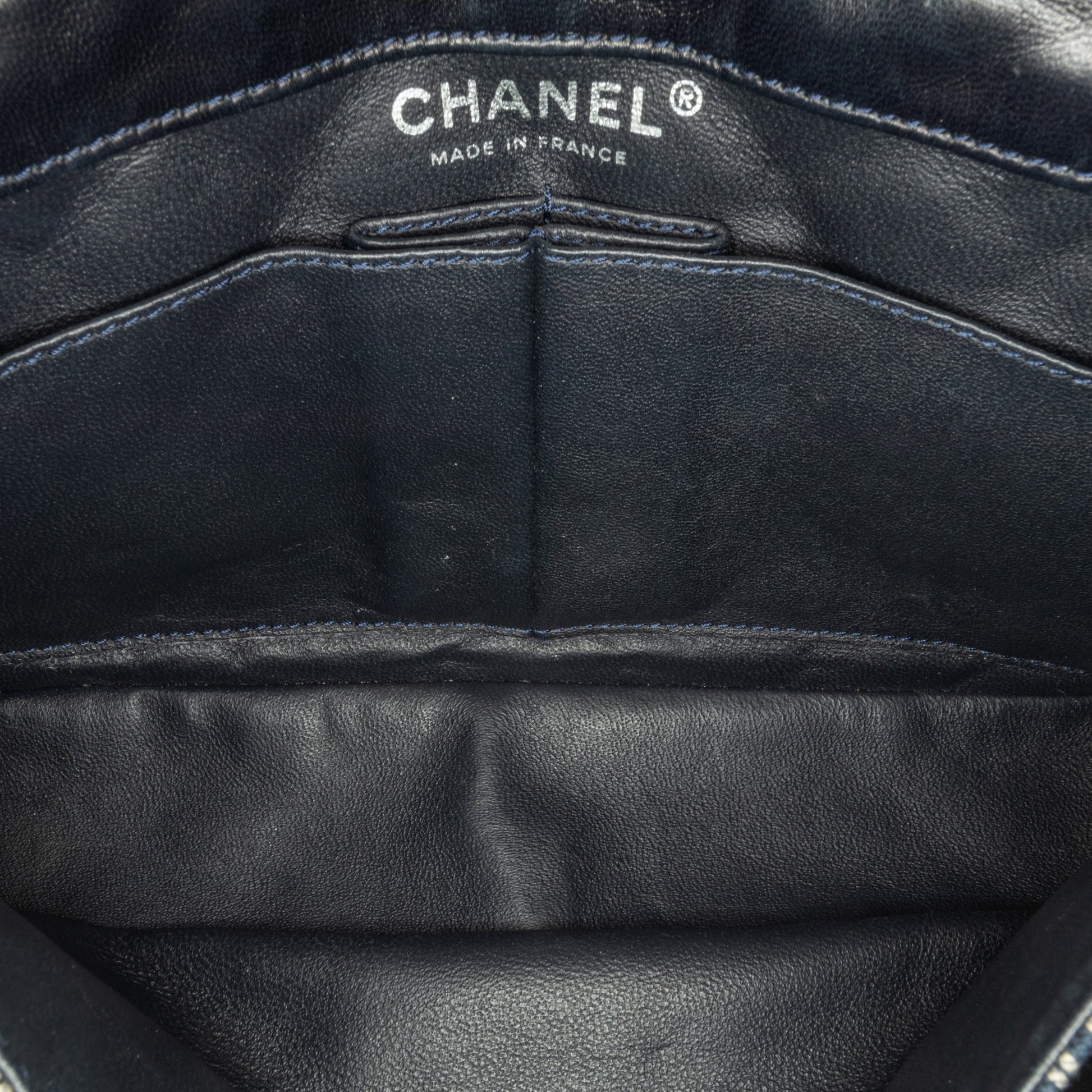 Chanel Medium Classic Canvas Sequin Stripes Double Flap
