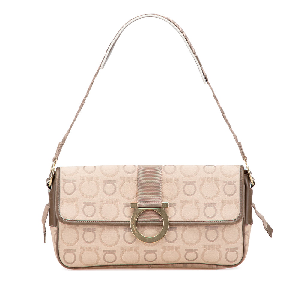 Ferragamo Gancini Canvas Shoulder Bag