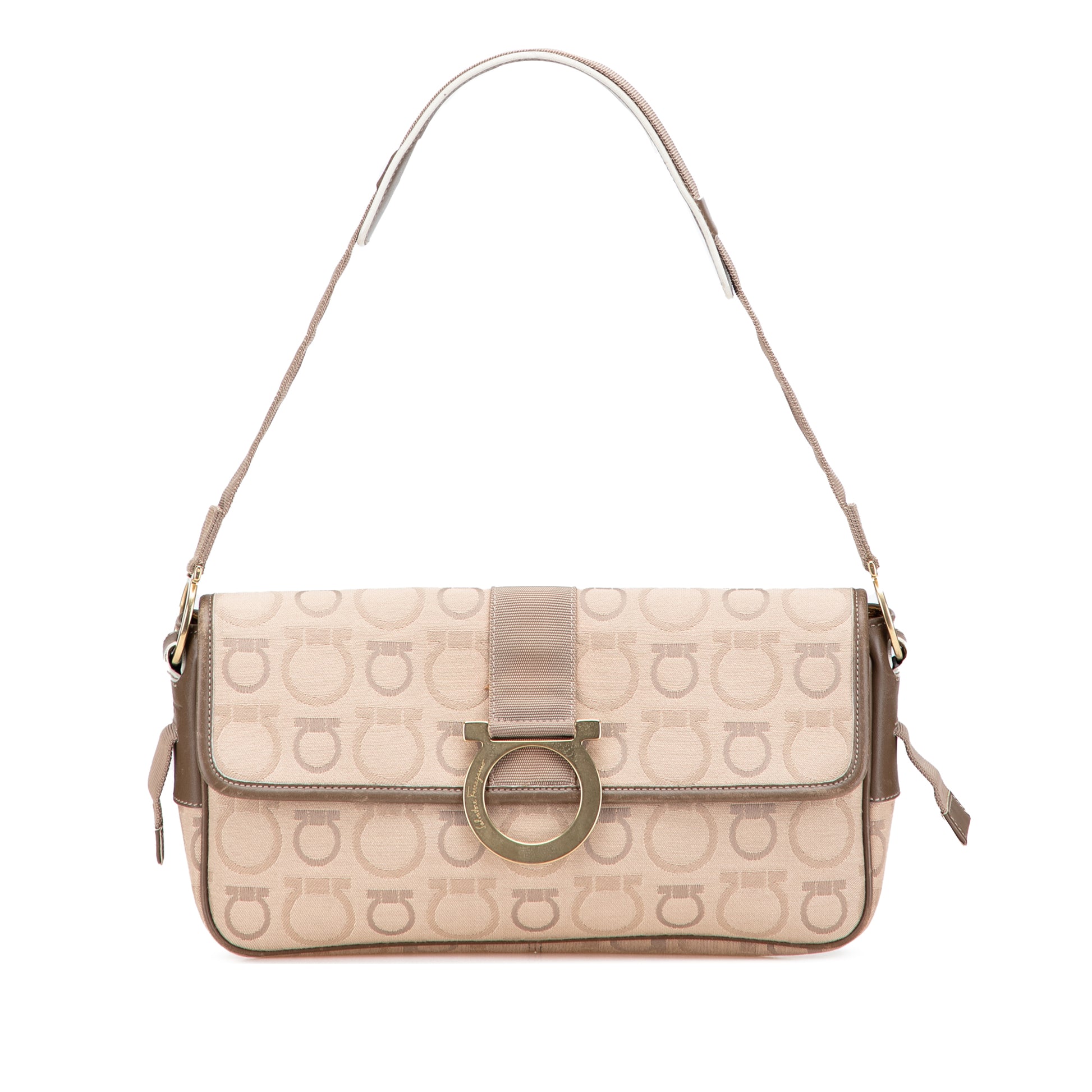 Ferragamo Gancini Canvas Shoulder Bag