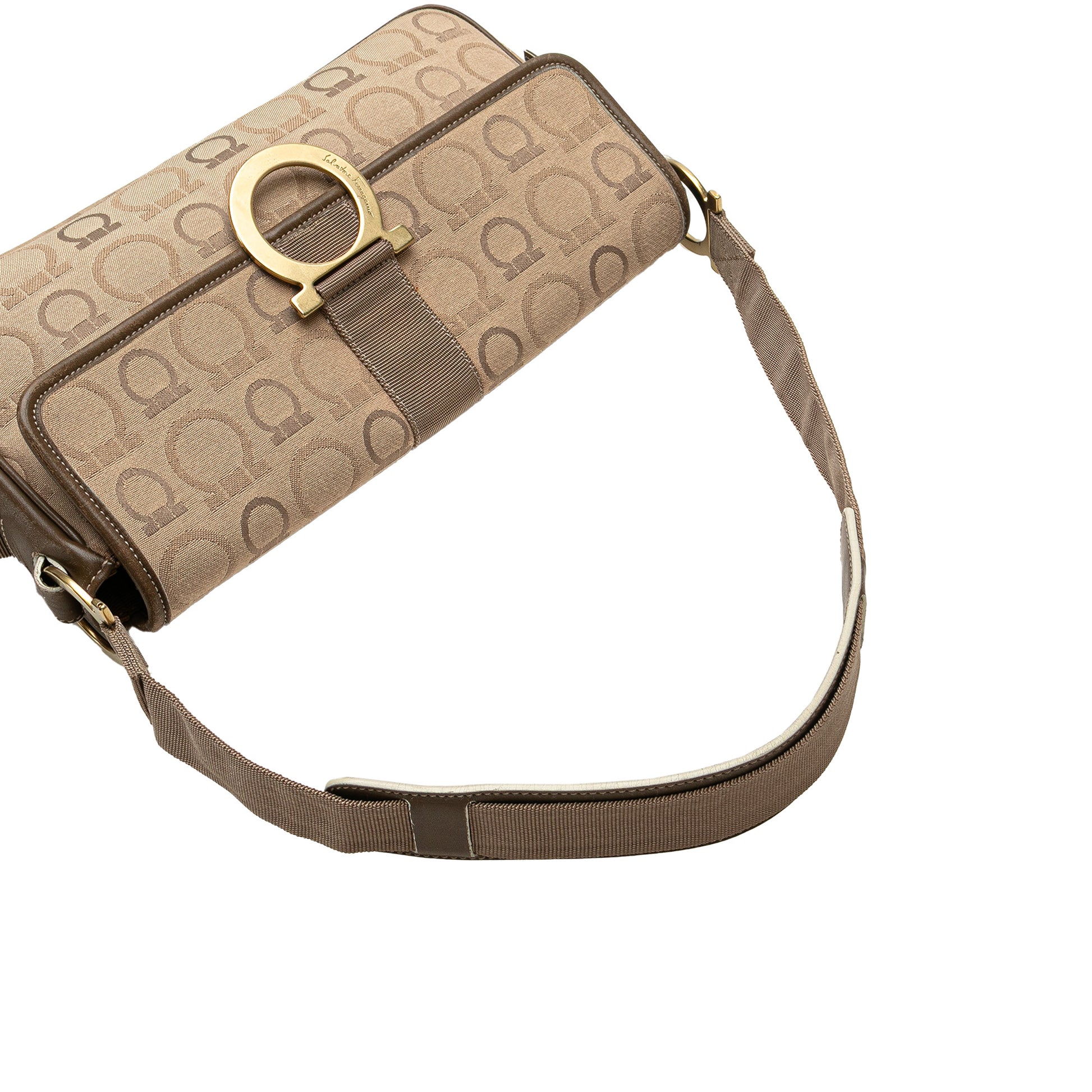 Ferragamo Gancini Canvas Shoulder Bag