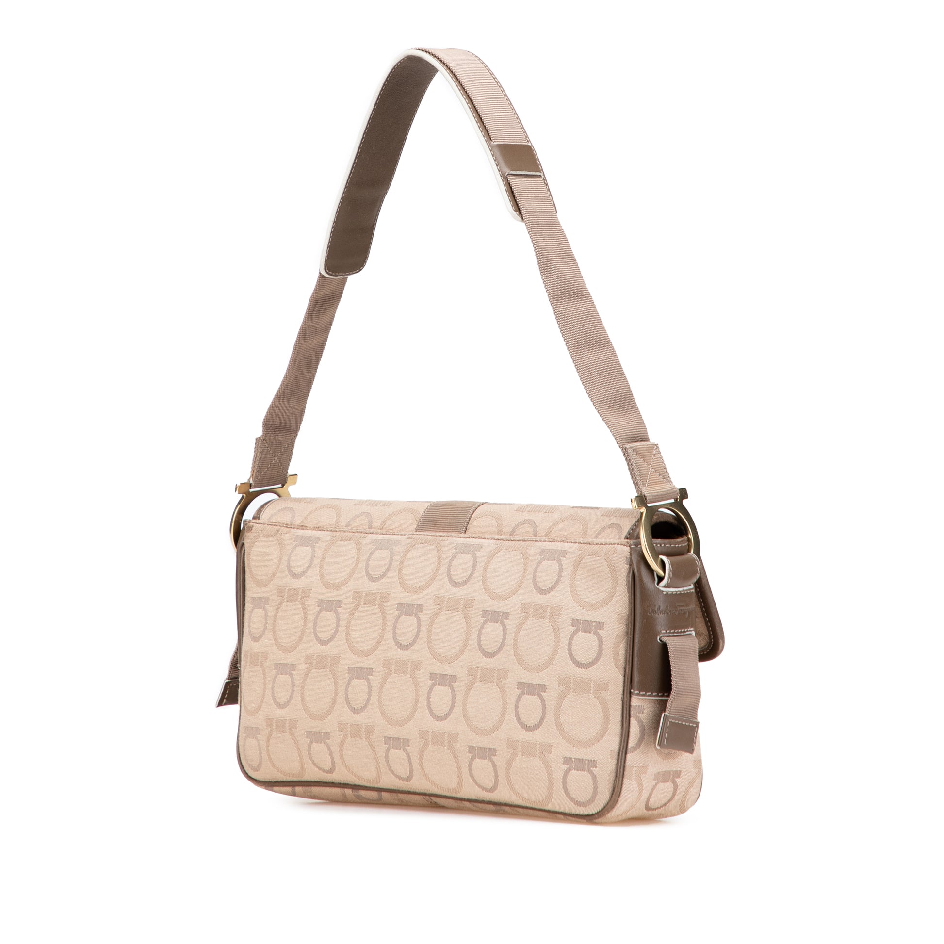 Ferragamo Gancini Canvas Shoulder Bag