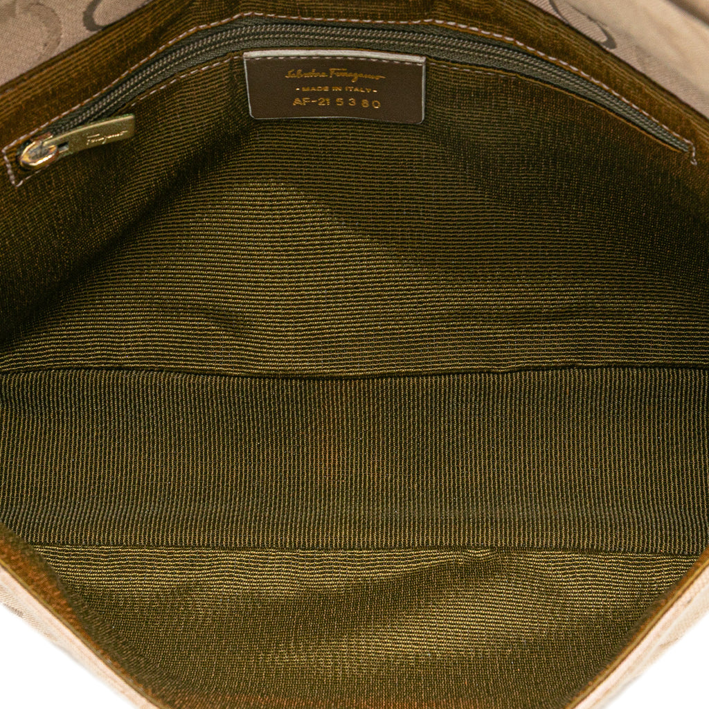 Ferragamo Gancini Canvas Shoulder Bag