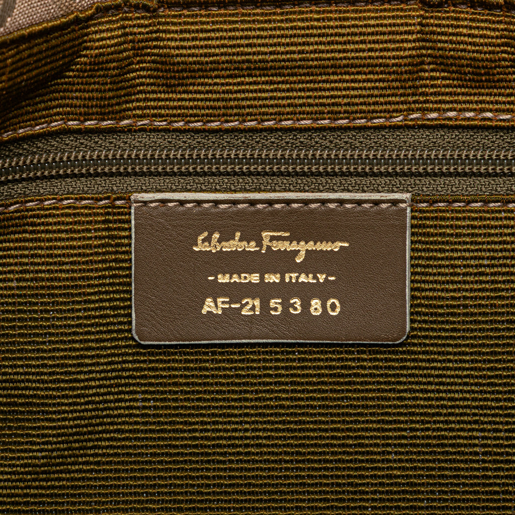 Ferragamo Gancini Canvas Shoulder Bag