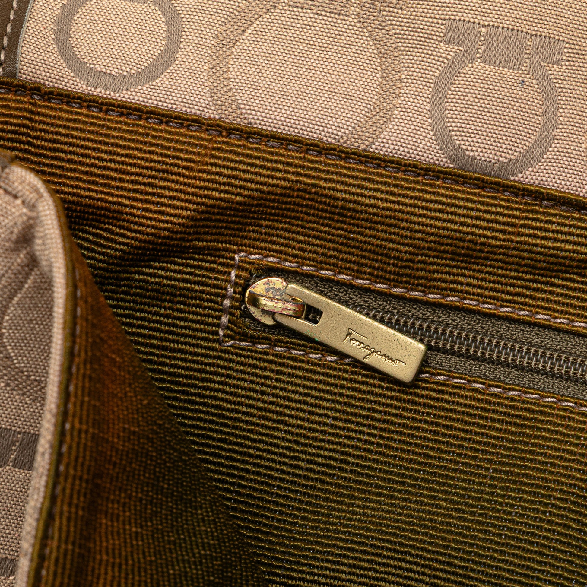 Ferragamo Gancini Canvas Shoulder Bag