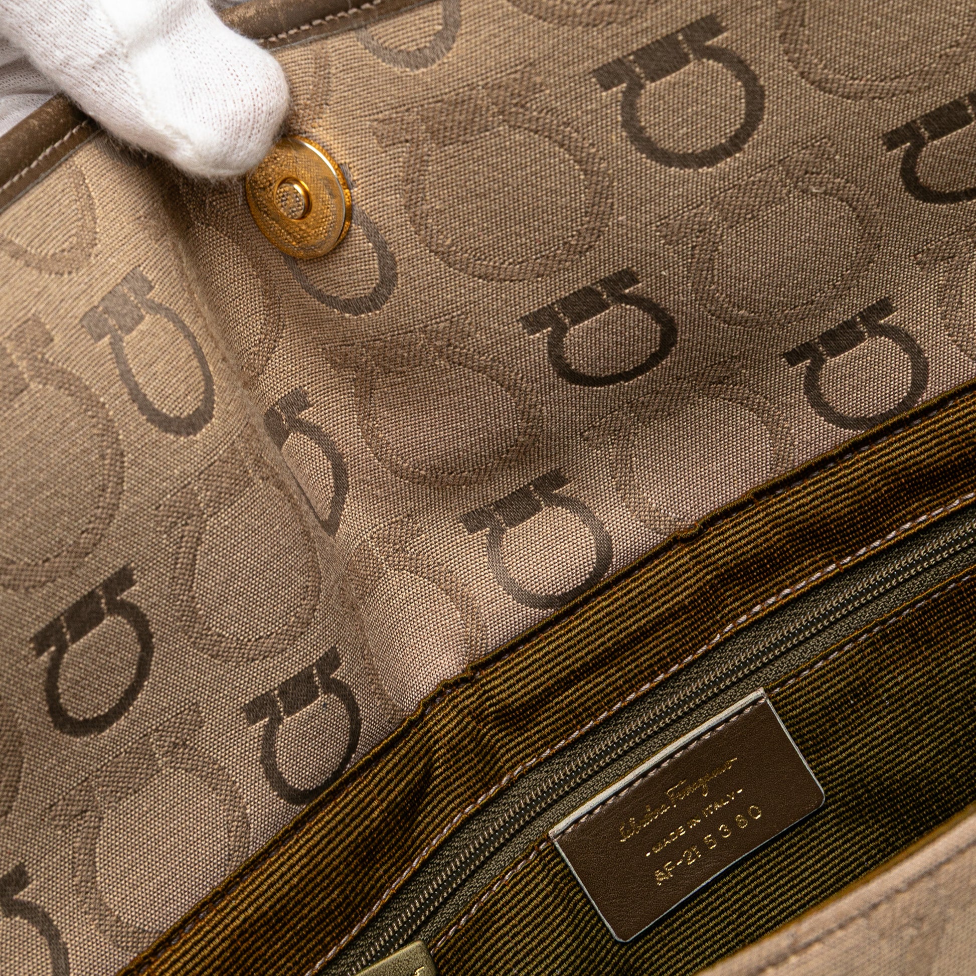 Ferragamo Gancini Canvas Shoulder Bag