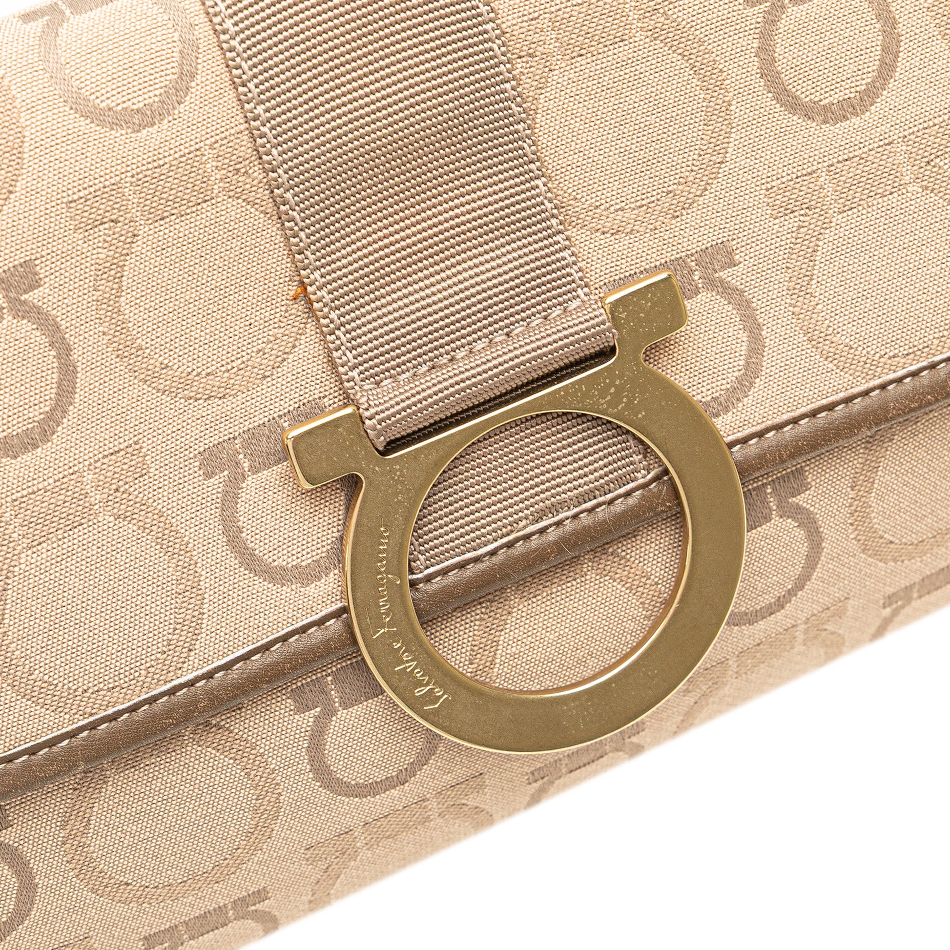 Ferragamo Gancini Canvas Shoulder Bag