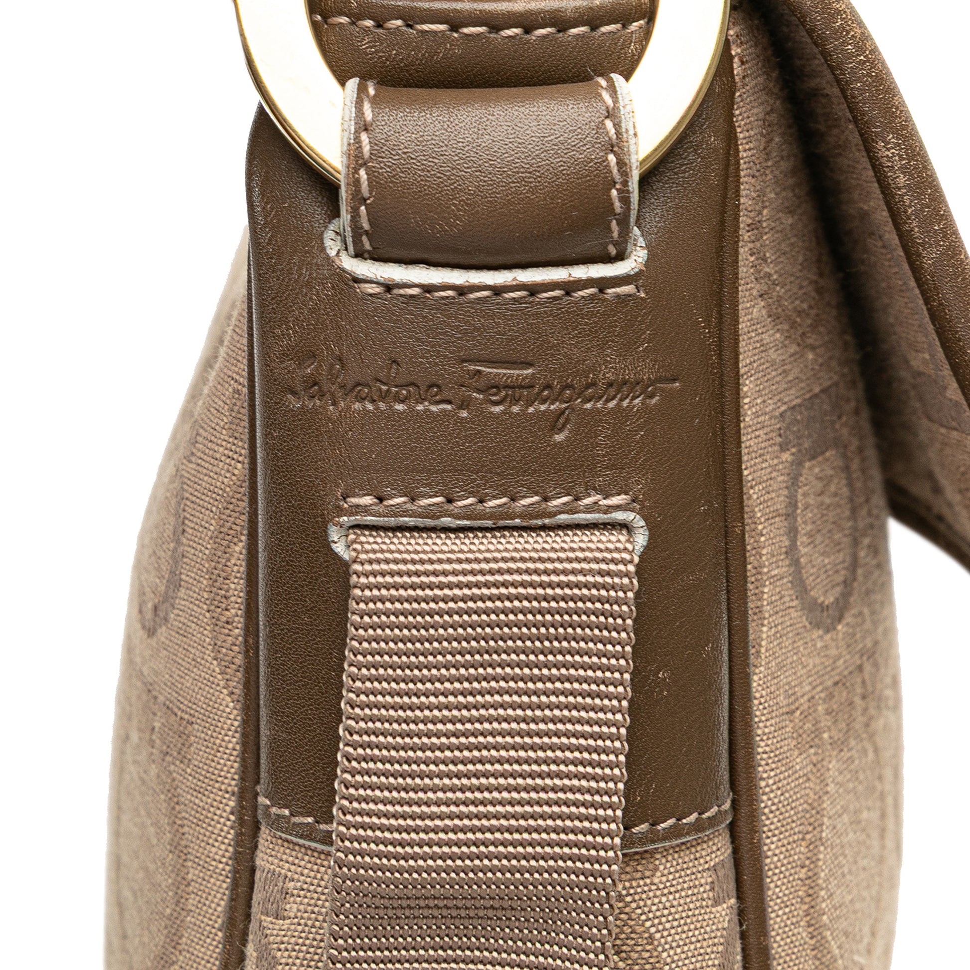 Ferragamo Gancini Canvas Shoulder Bag