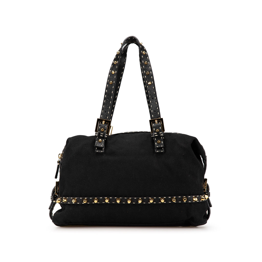 Fendi Selleria Studded Canvas Shoulder Bag