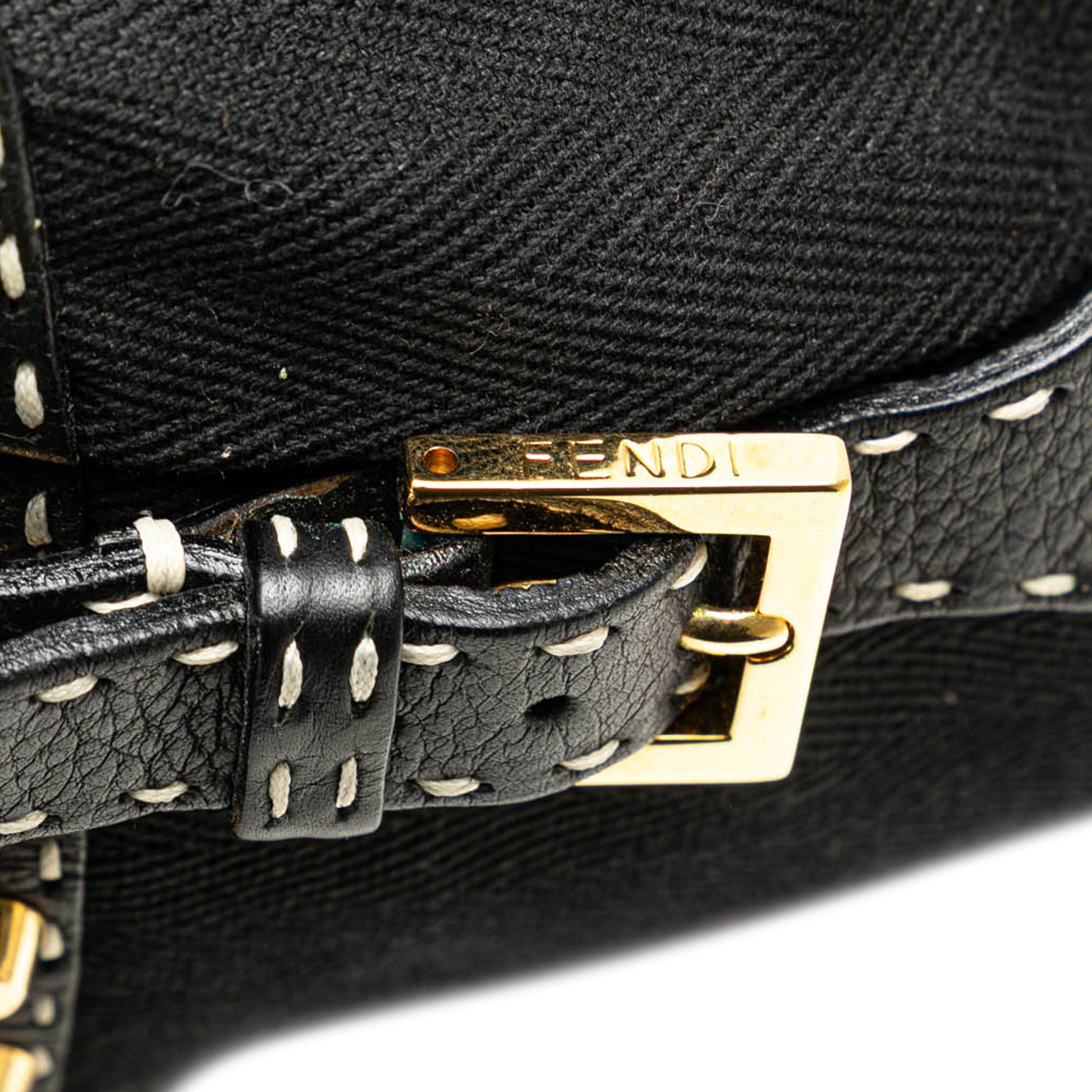 Fendi Selleria Studded Canvas Shoulder Bag