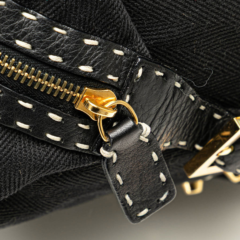Fendi Selleria Studded Canvas Shoulder Bag
