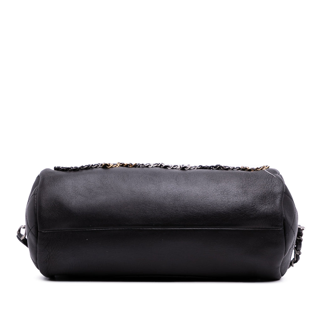 Chanel Calfskin Signature Chain 20s Bowling Bag