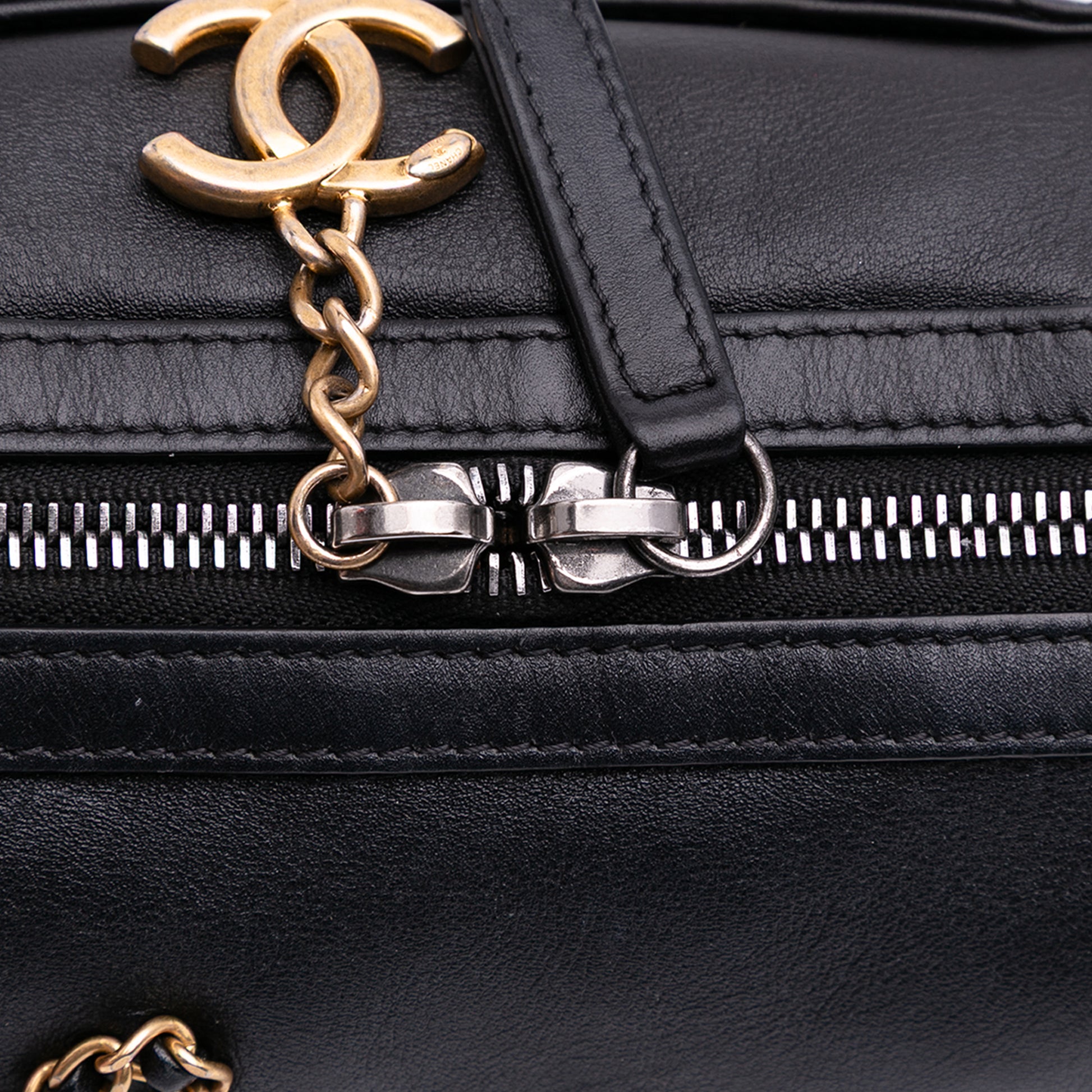 Chanel Calfskin Signature Chain 20s Bowling Bag