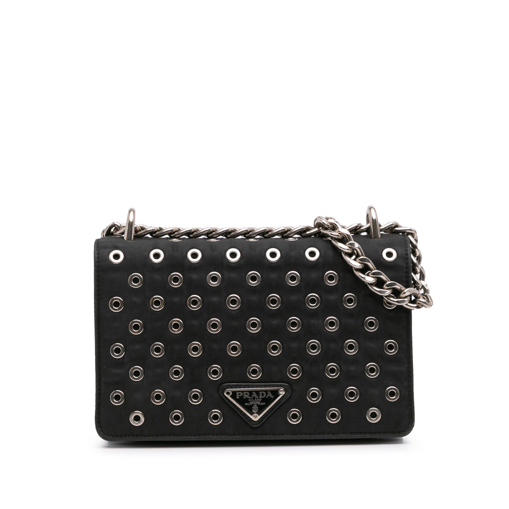 Prada Tessuto Grommet Shoulder Bag