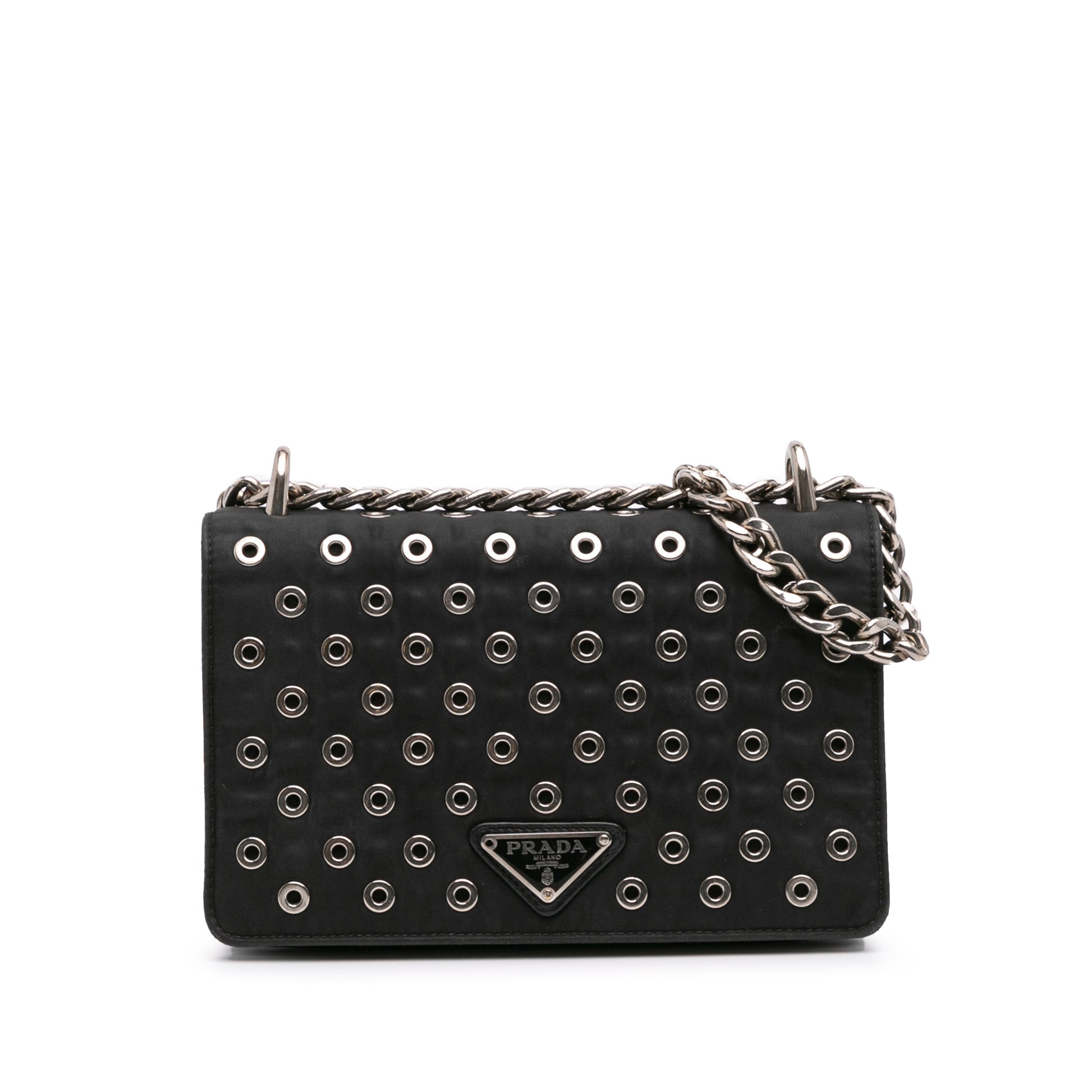 Prada Tessuto Grommet Shoulder Bag