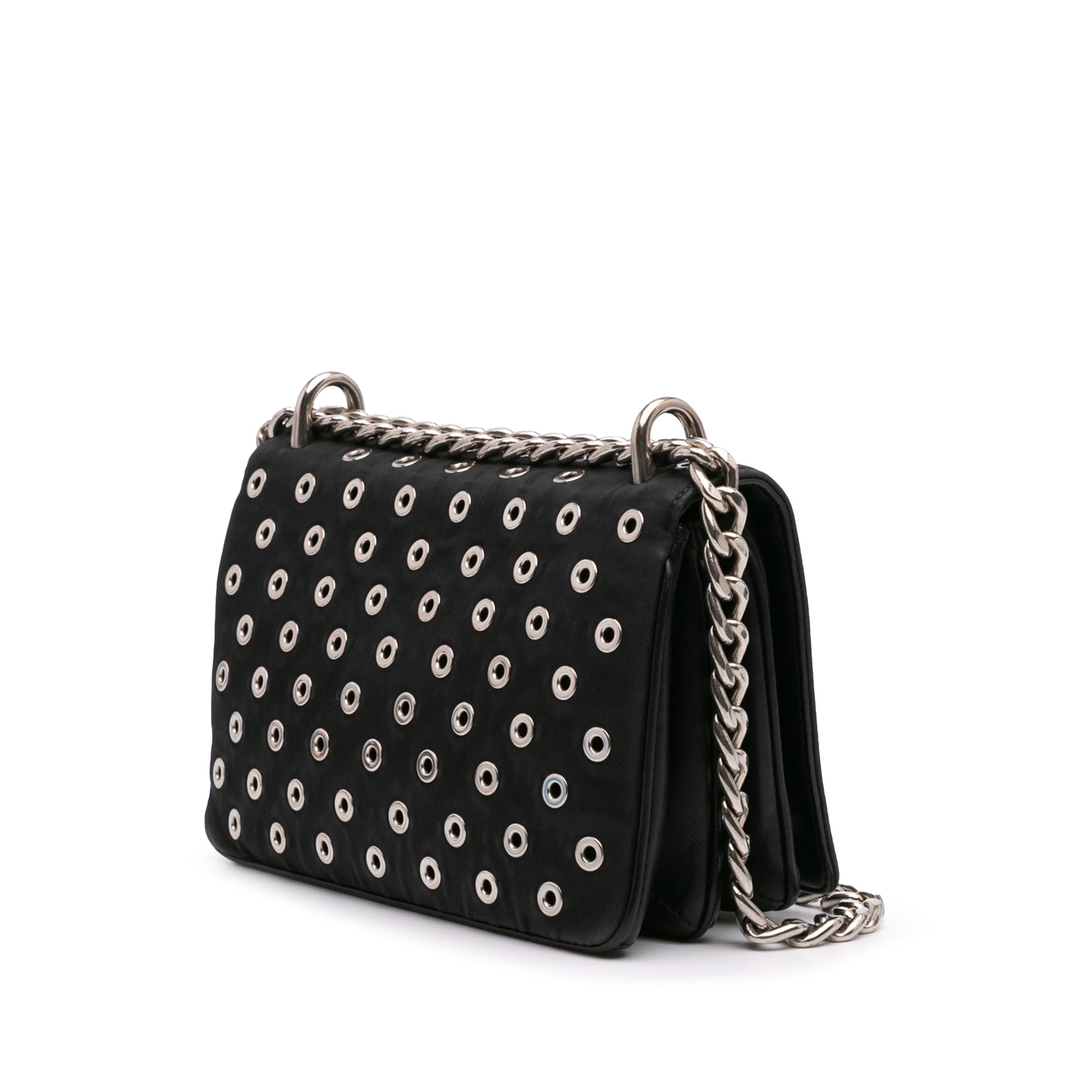 Prada Tessuto Grommet Shoulder Bag