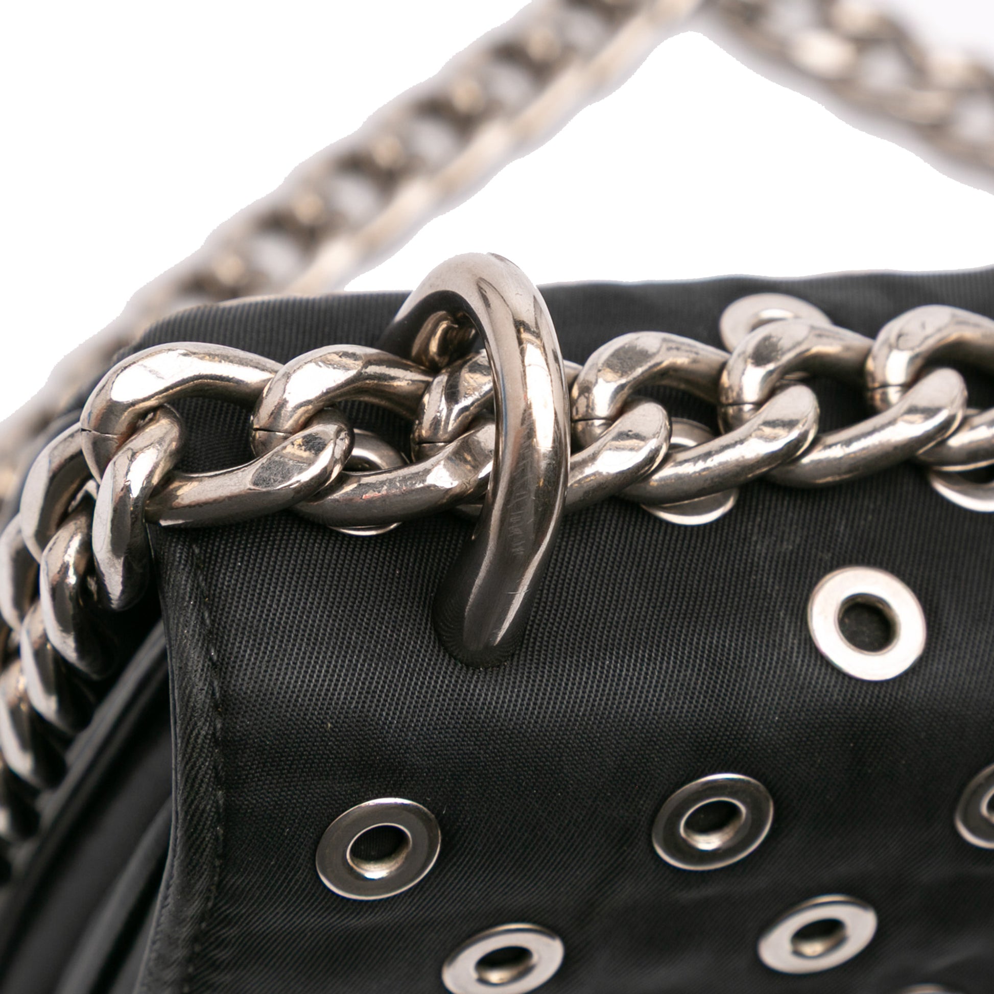 Prada Tessuto Grommet Shoulder Bag