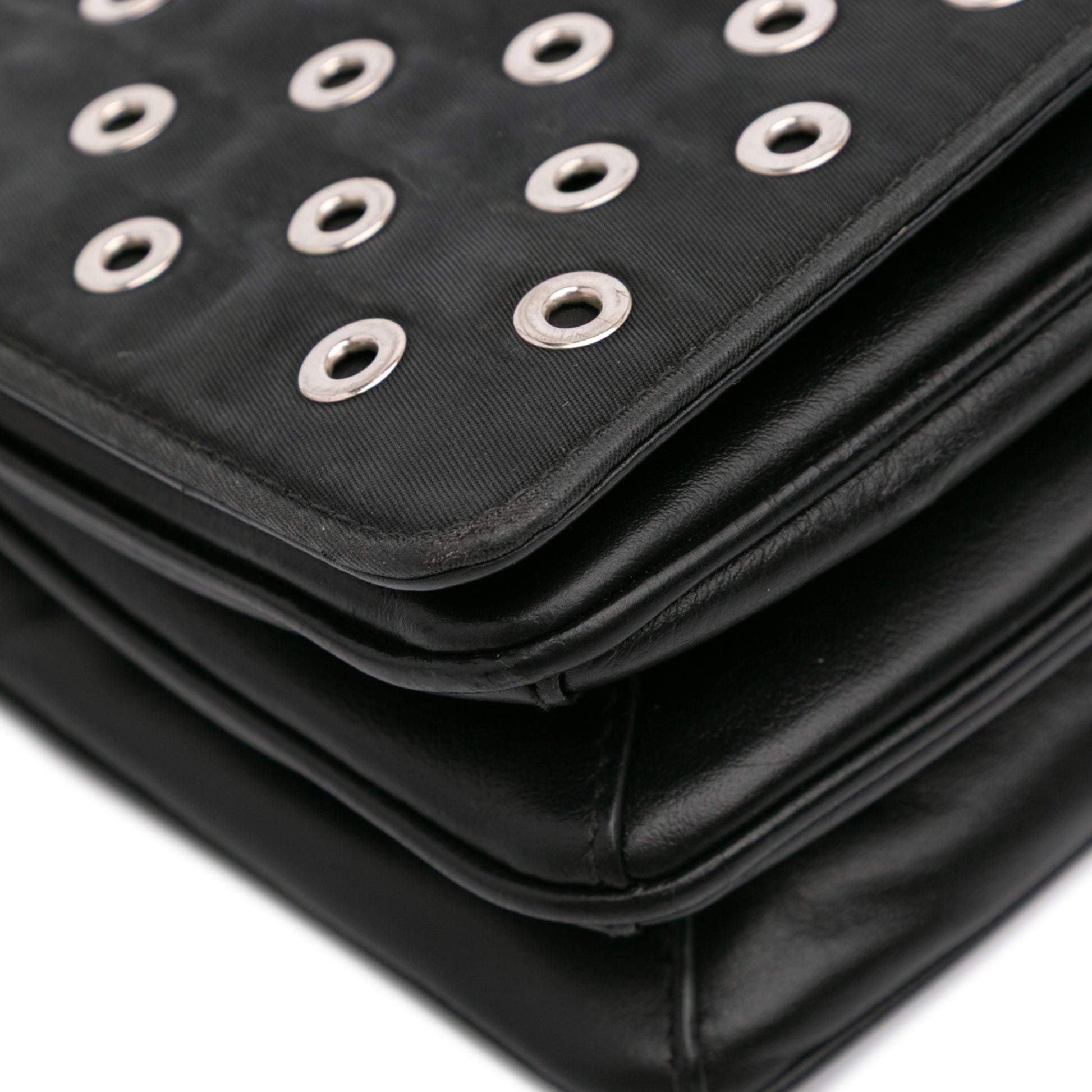 Prada Tessuto Grommet Shoulder Bag