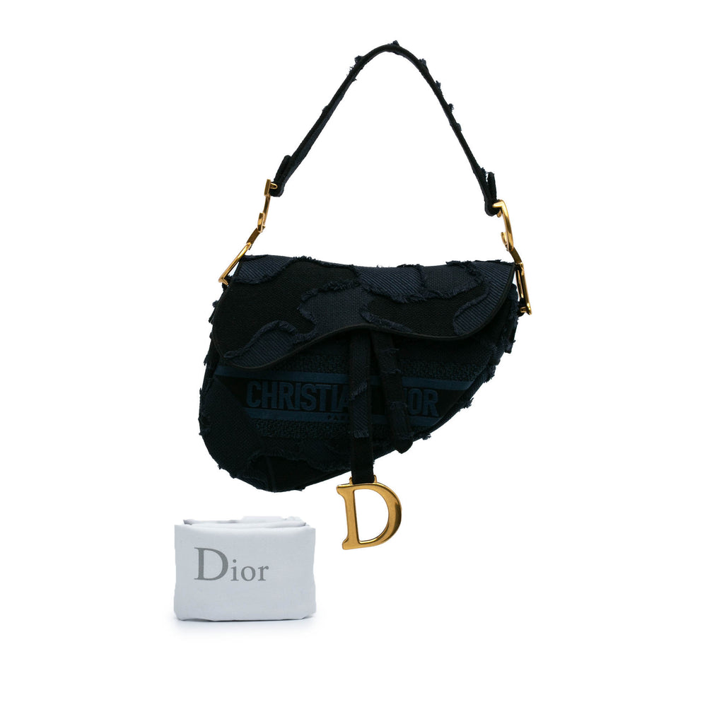 Dior Canvas Embroidered Camouflage Saddle Bag
