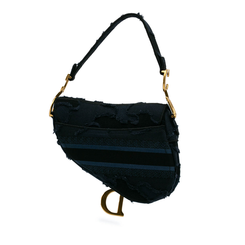 Dior Canvas Embroidered Camouflage Saddle Bag