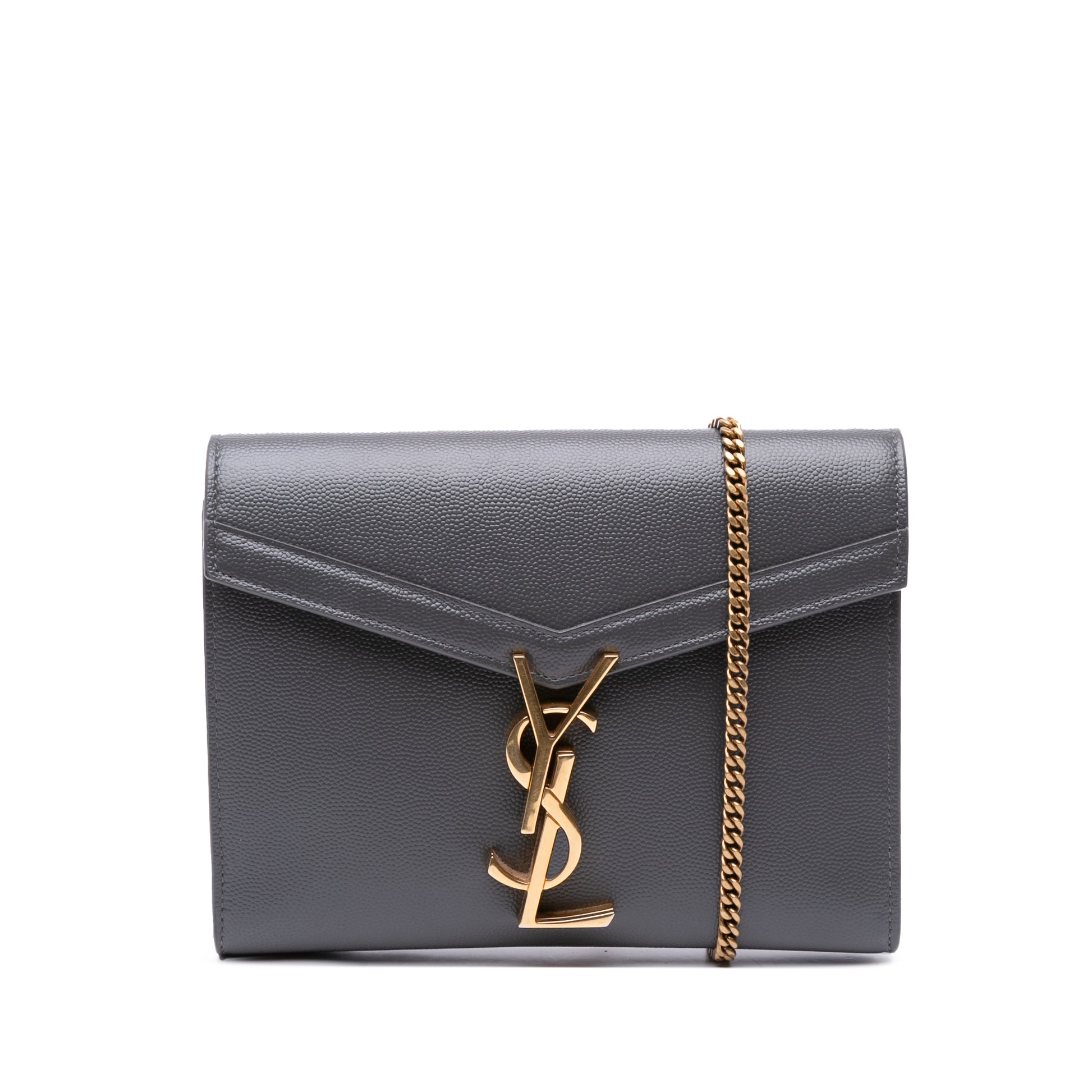 Saint Laurent Grain De Poudre Monogram Cassandra Chain Wallet