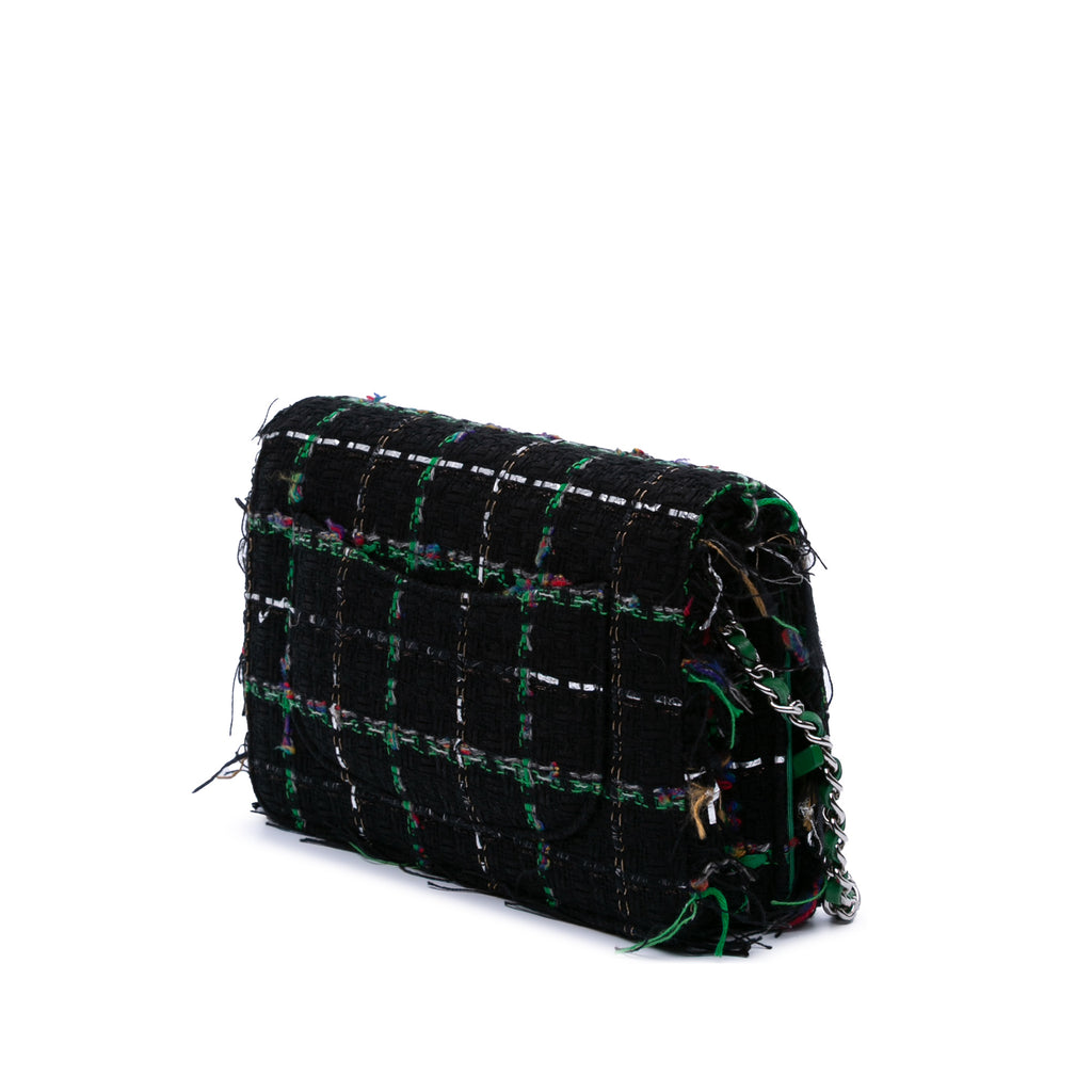 Chanel Quilted Boucle Tweed Robot Charm Wallet On Chain