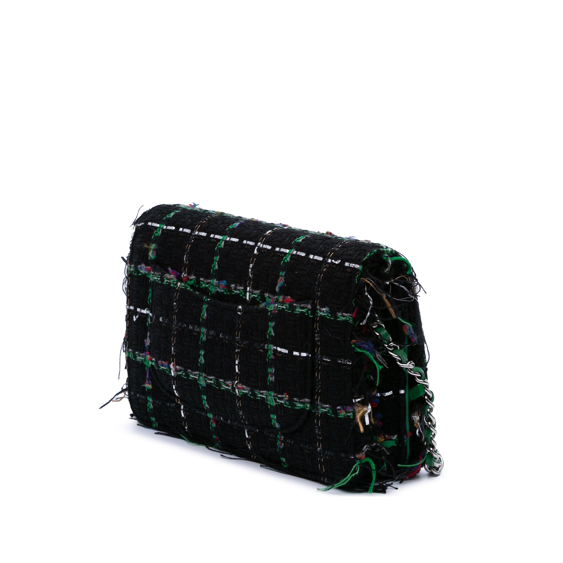 Chanel Quilted Boucle Tweed Robot Charm Wallet On Chain