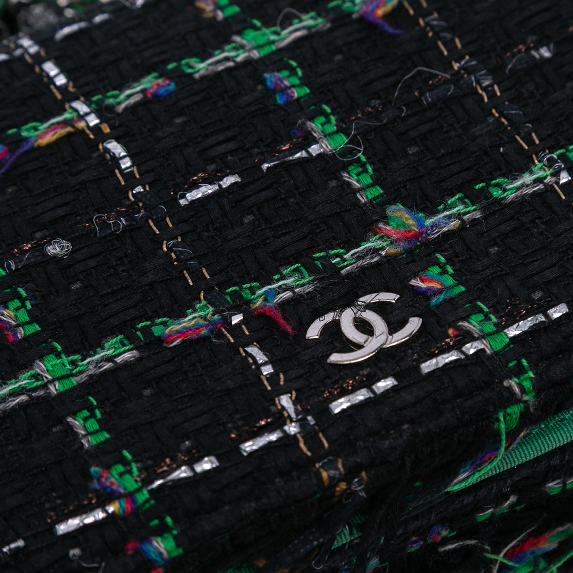 Chanel Quilted Boucle Tweed Robot Charm Wallet On Chain