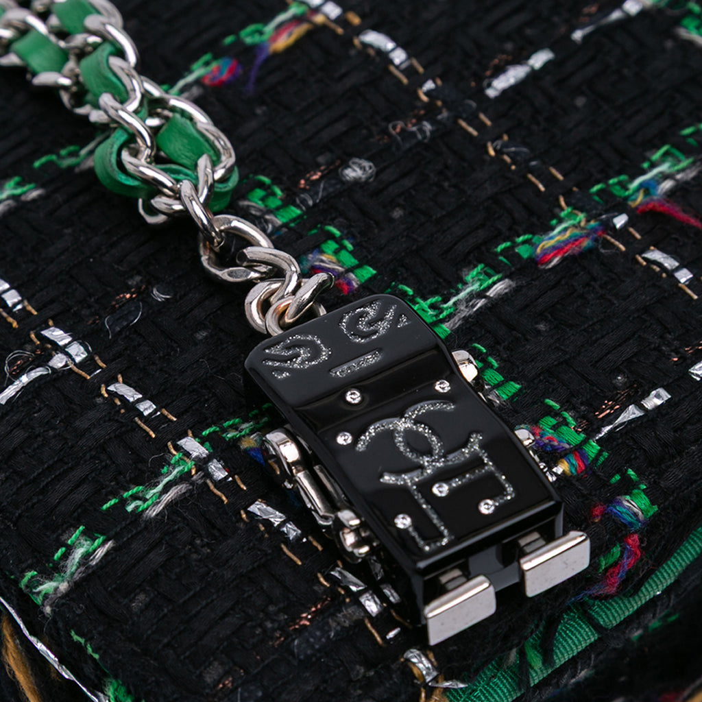 Chanel Quilted Boucle Tweed Robot Charm Wallet On Chain