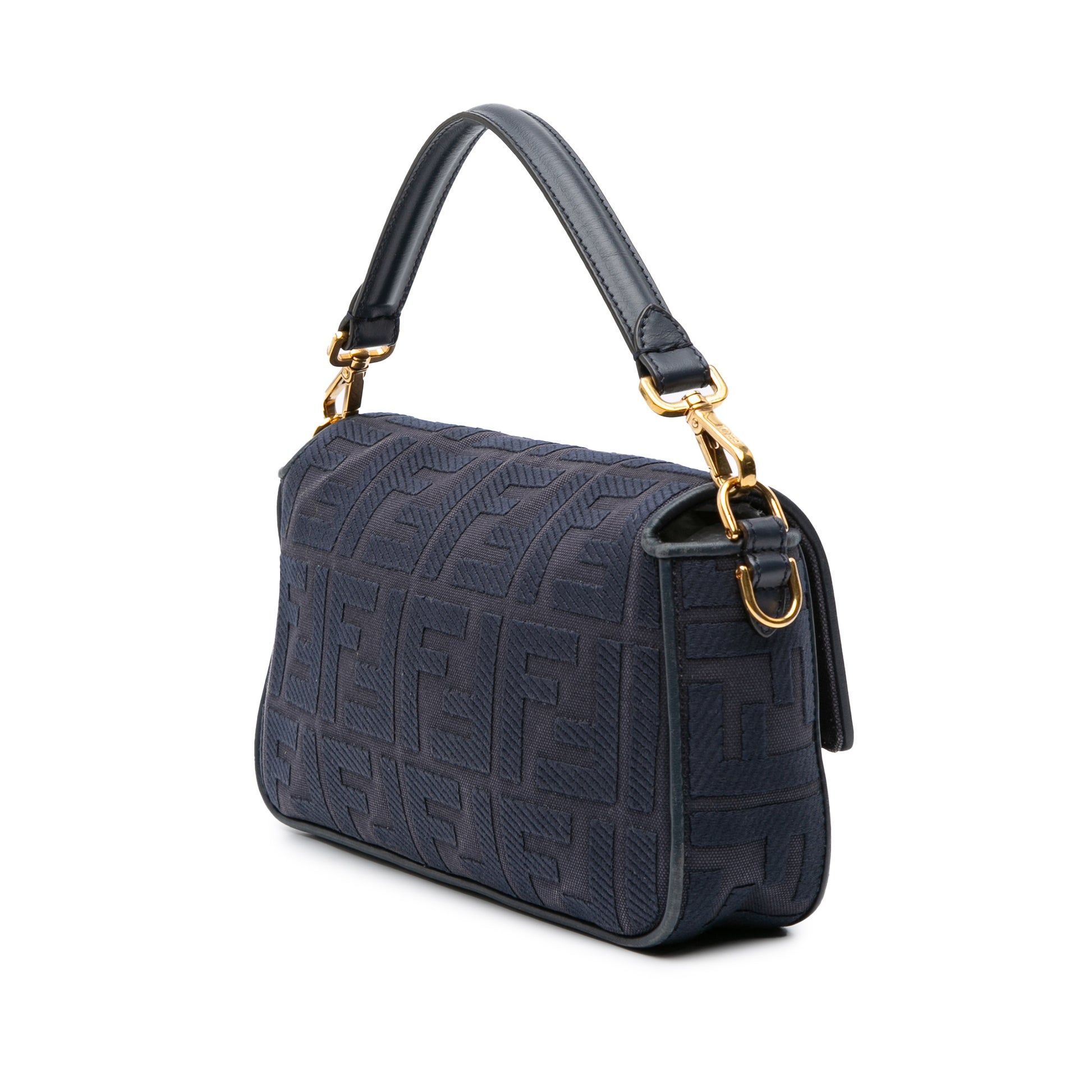 Fendi Zucca Embroidered Canvas Baguette Satchel