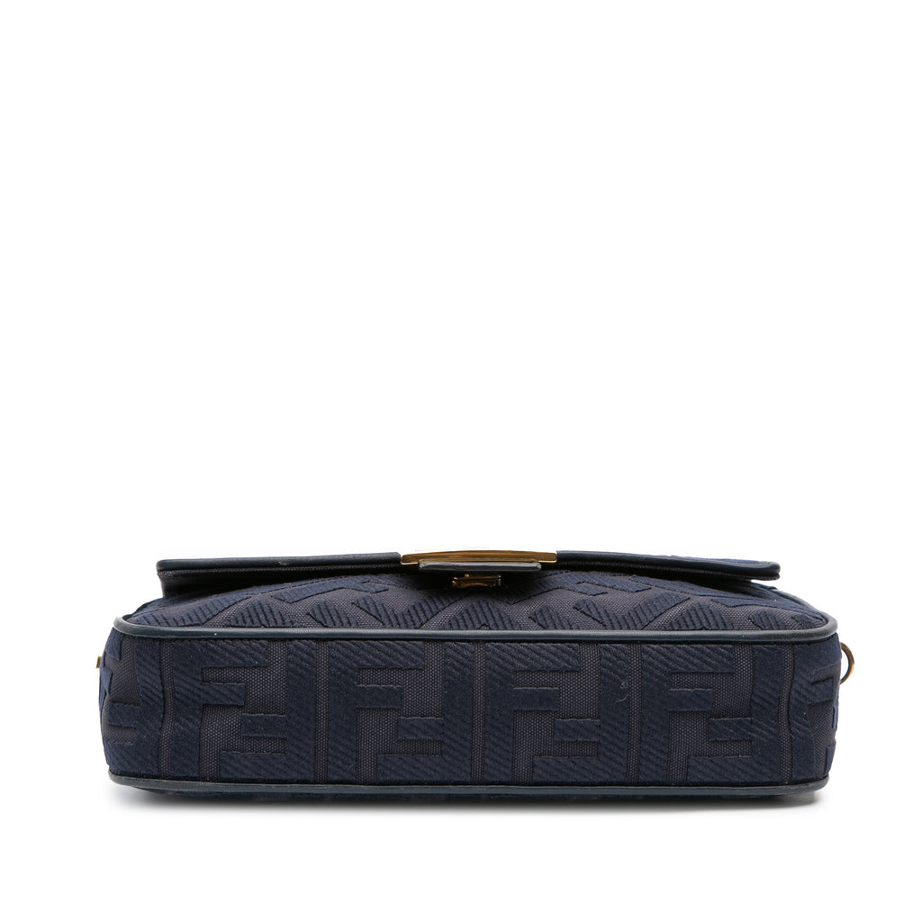 Fendi Zucca Embroidered Canvas Baguette Satchel