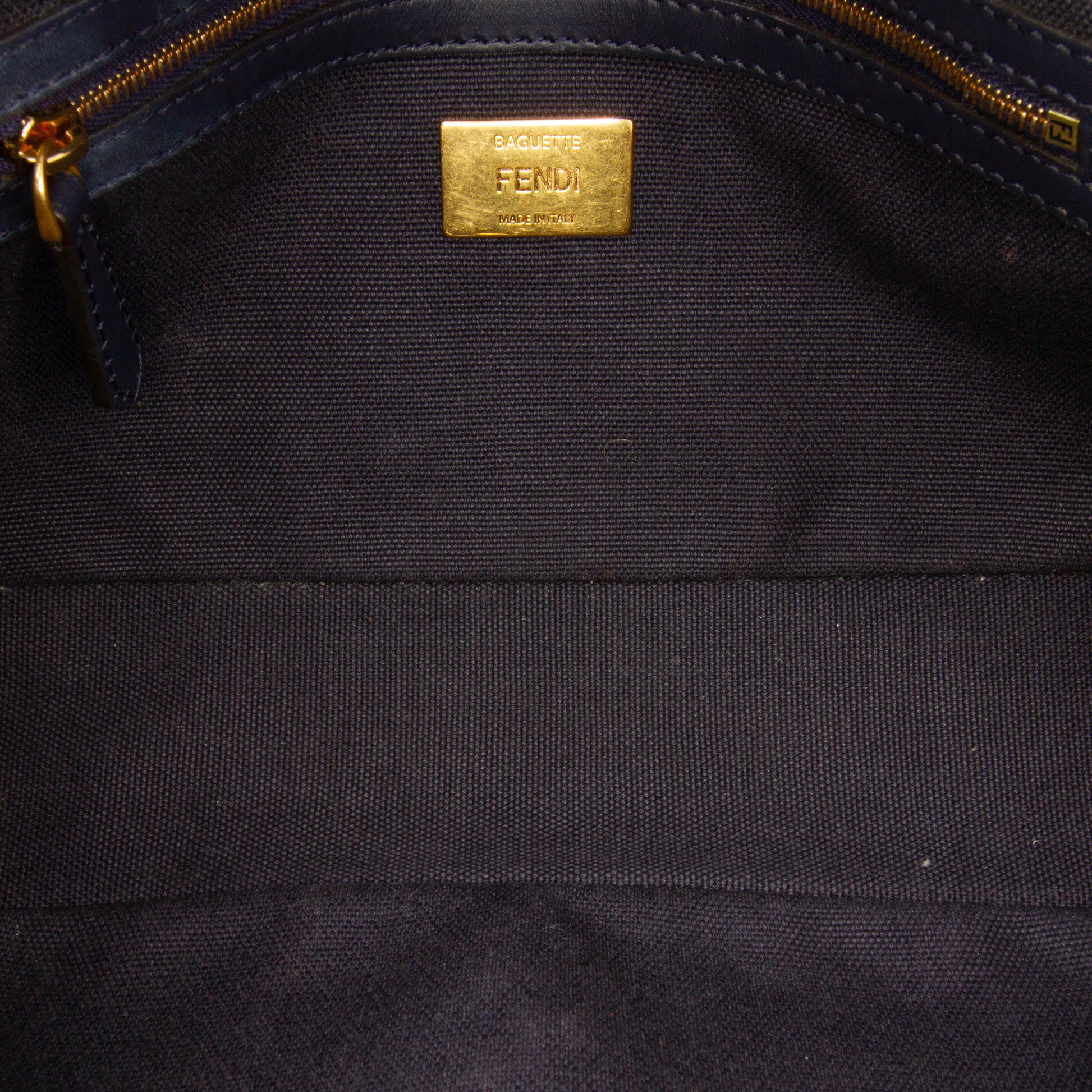Fendi Zucca Embroidered Canvas Baguette Satchel