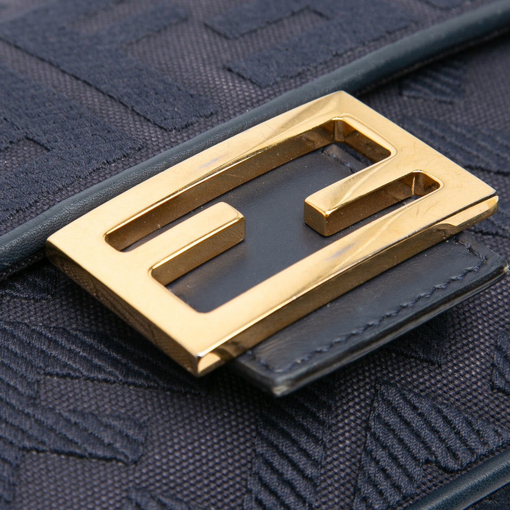 Fendi Zucca Embroidered Canvas Baguette Satchel