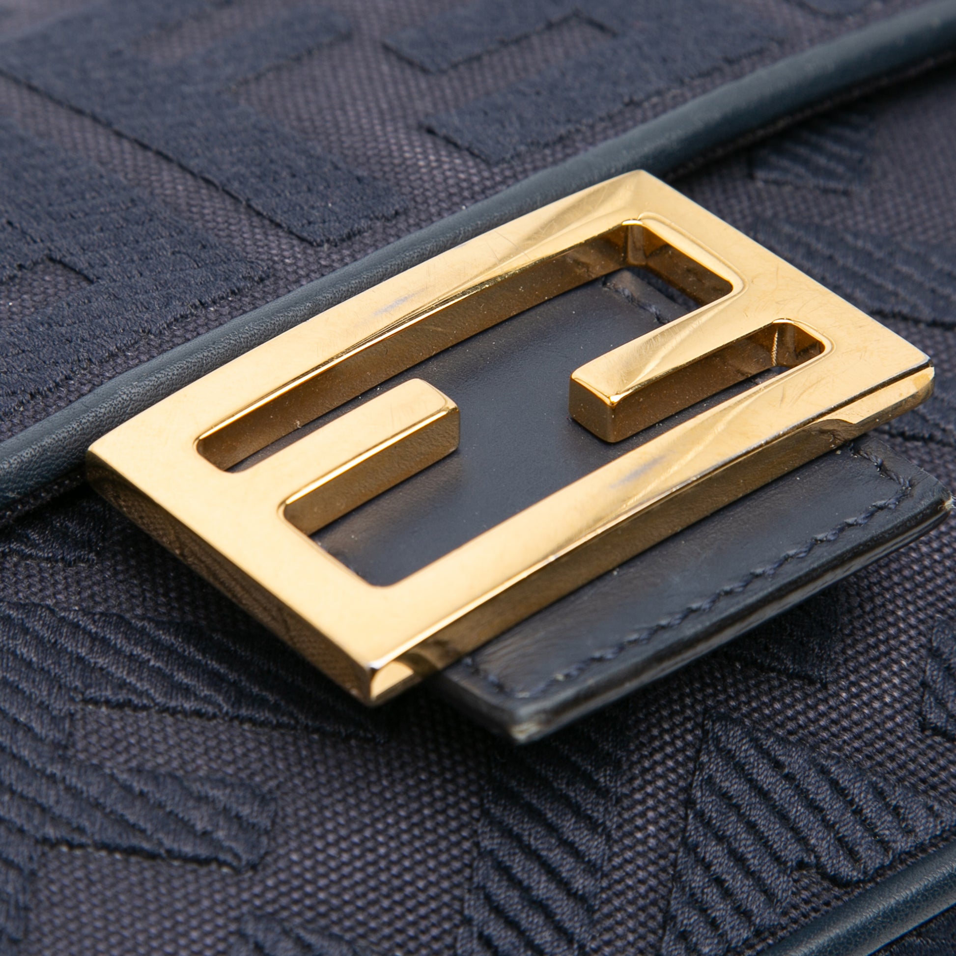 Fendi Zucca Embroidered Canvas Baguette Satchel