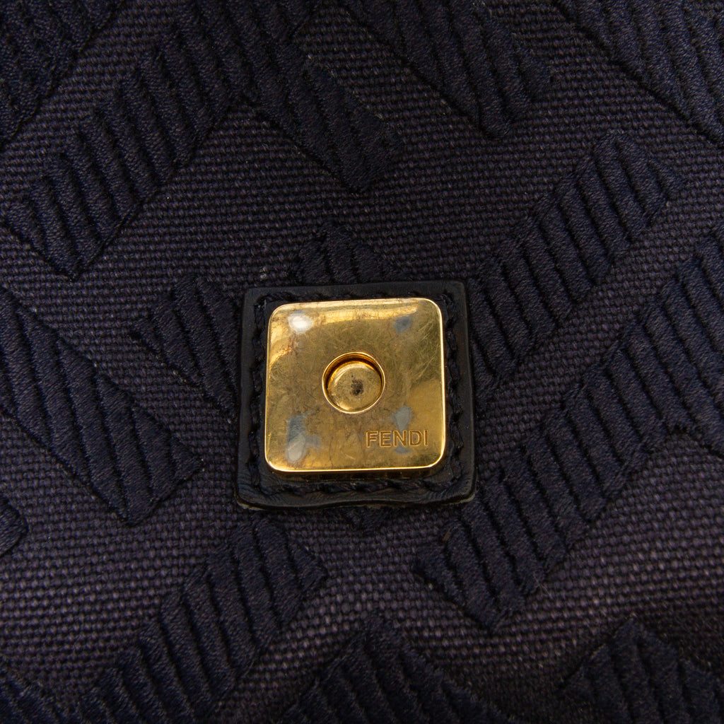 Fendi Zucca Embroidered Canvas Baguette Satchel