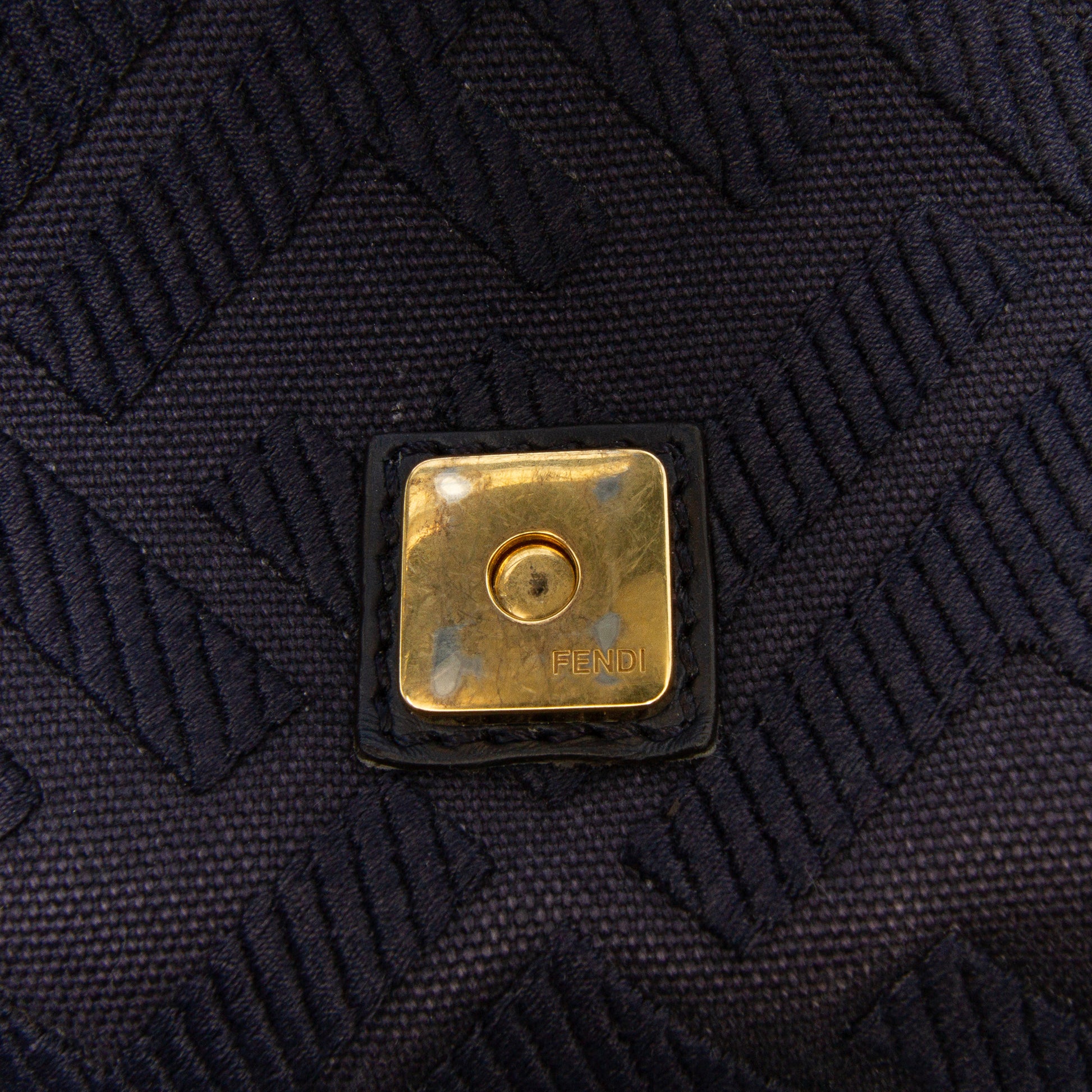 Fendi Zucca Embroidered Canvas Baguette Satchel