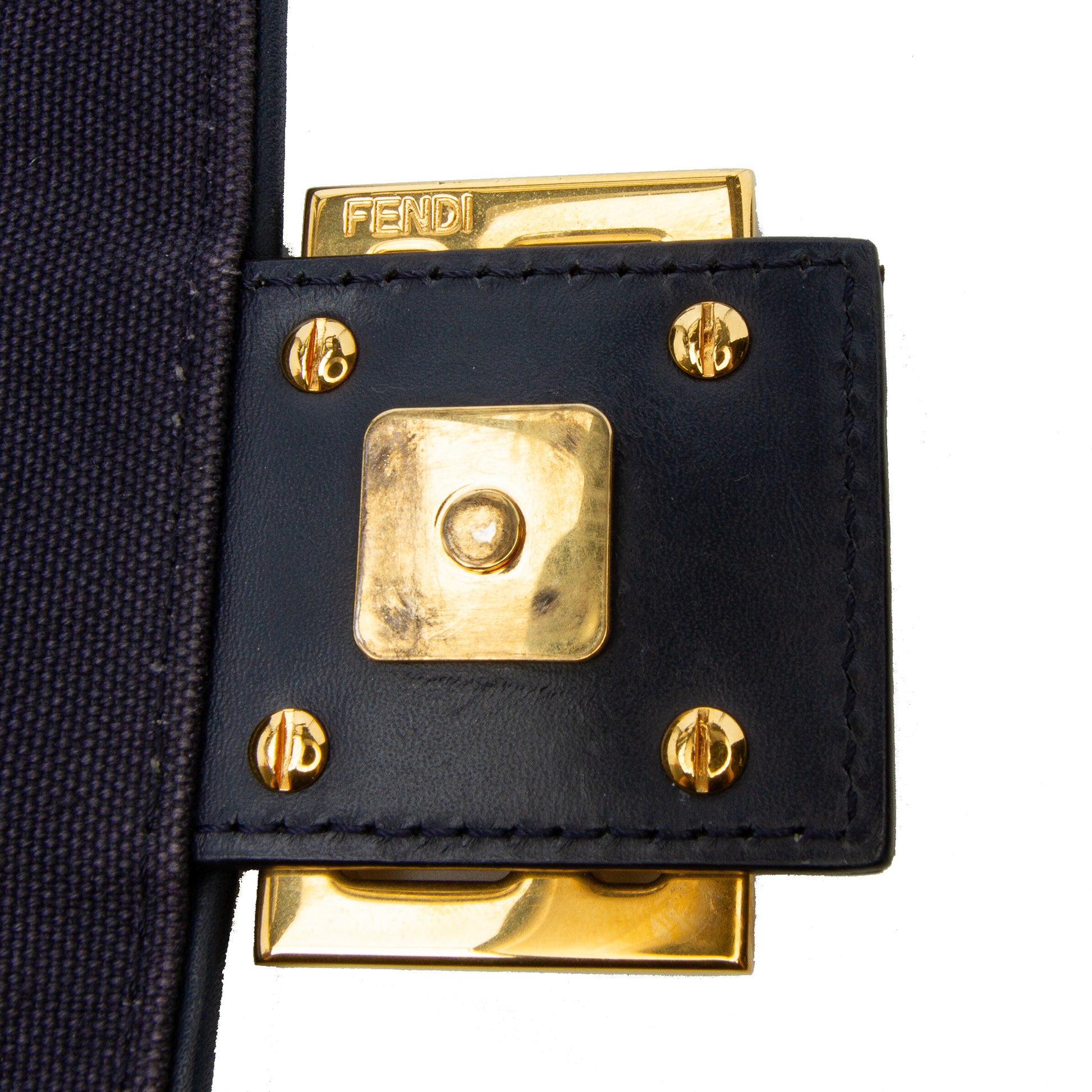 Fendi Zucca Embroidered Canvas Baguette Satchel