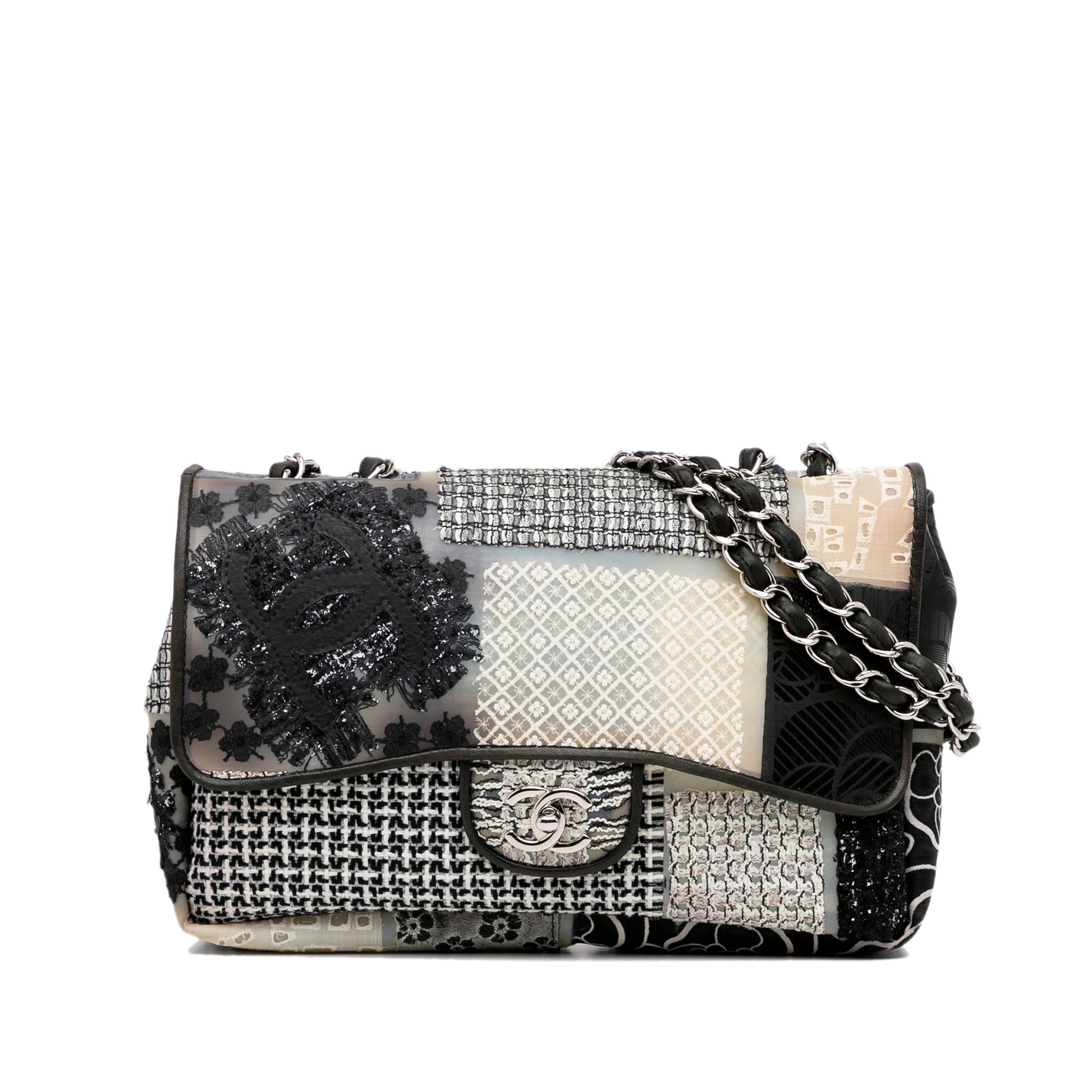 Chanel Jumbo PVC and Tweed Patchwork Single Flap