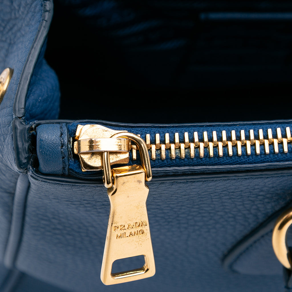 Prada Vitello Daino Double Zip Convertible Tote