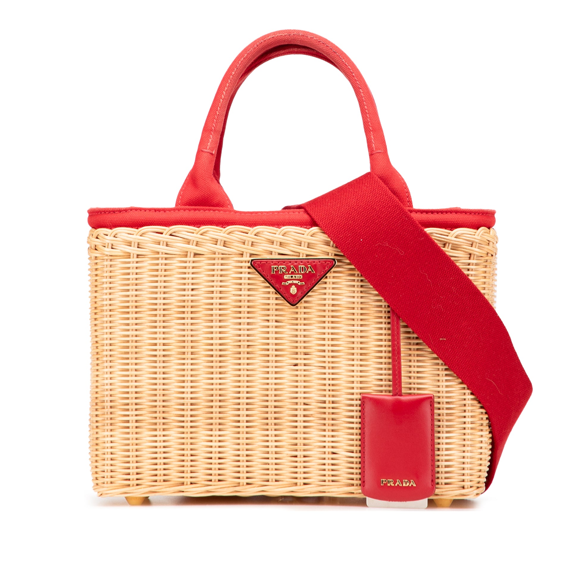 Prada Canapa Trimmed Midollino Satchel