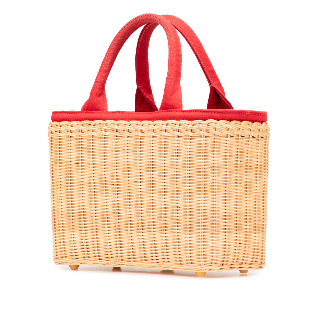 Prada Canapa Trimmed Midollino Satchel