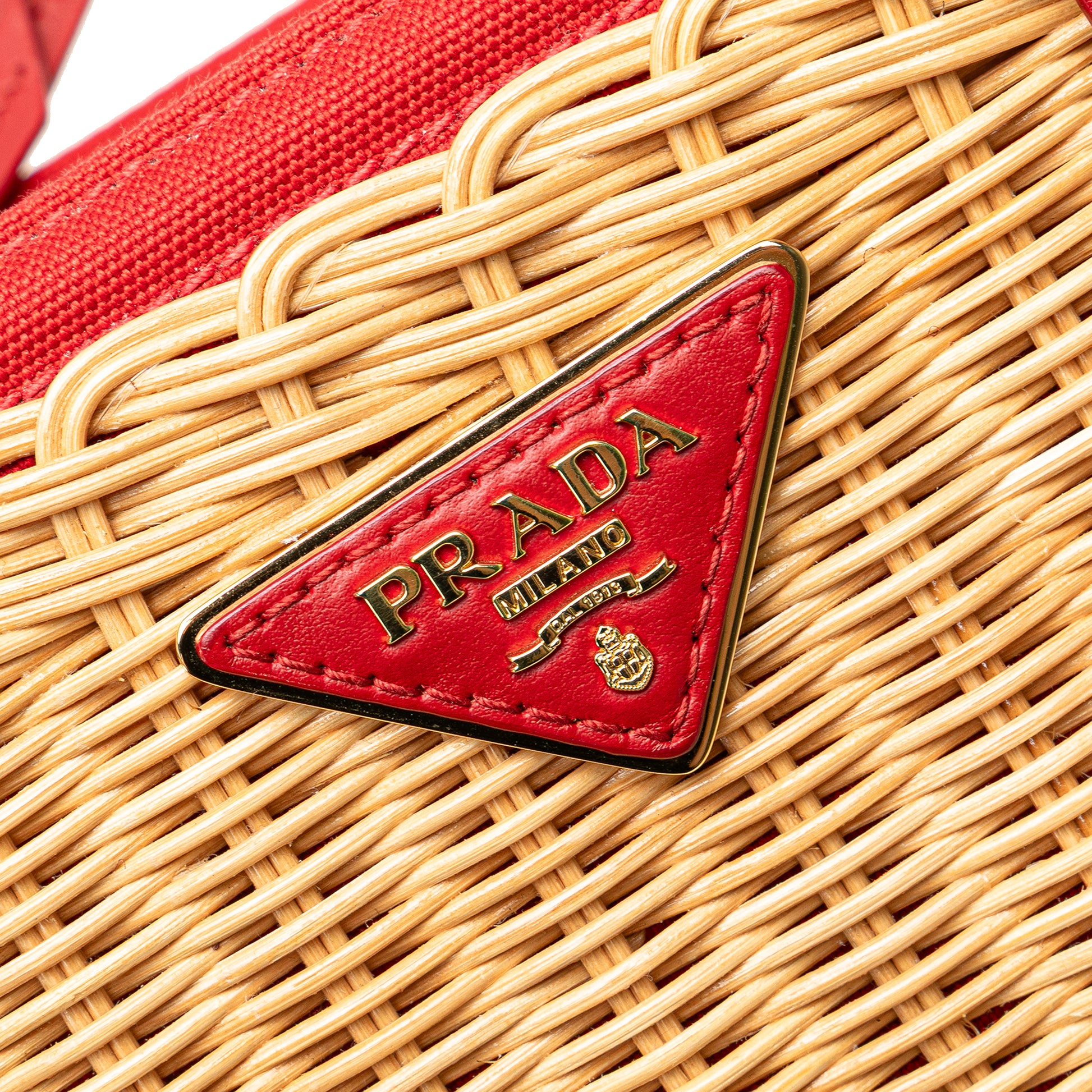 Prada Canapa Trimmed Midollino Satchel