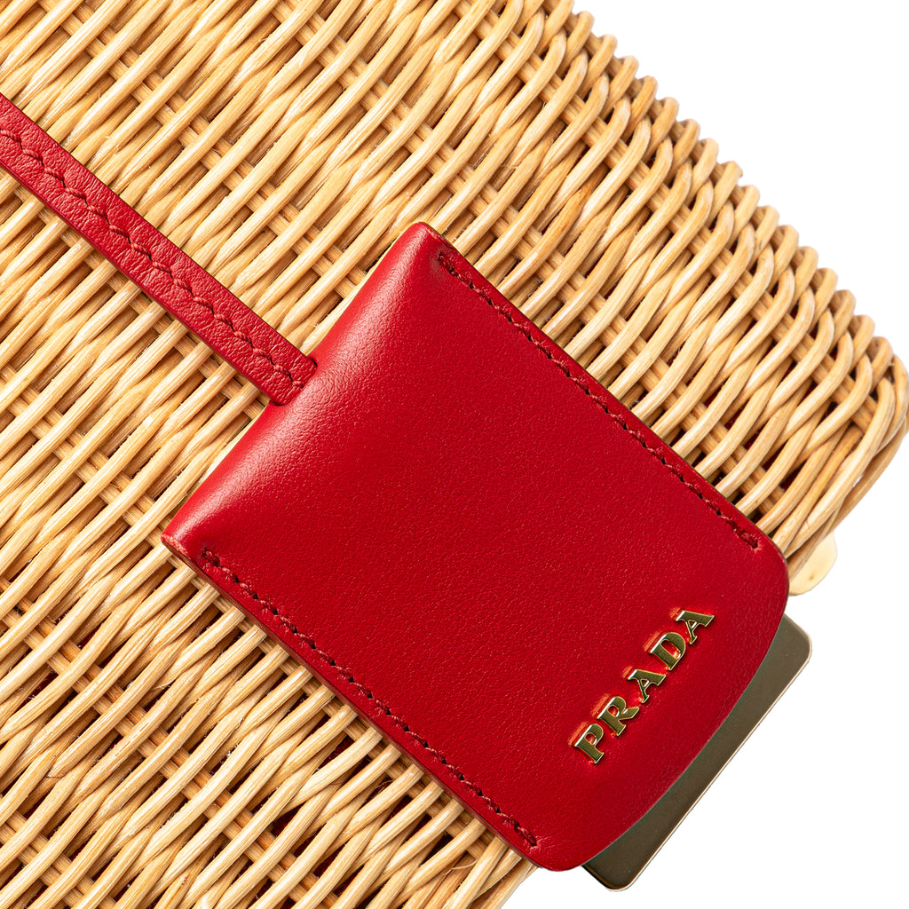 Prada Canapa Trimmed Midollino Satchel