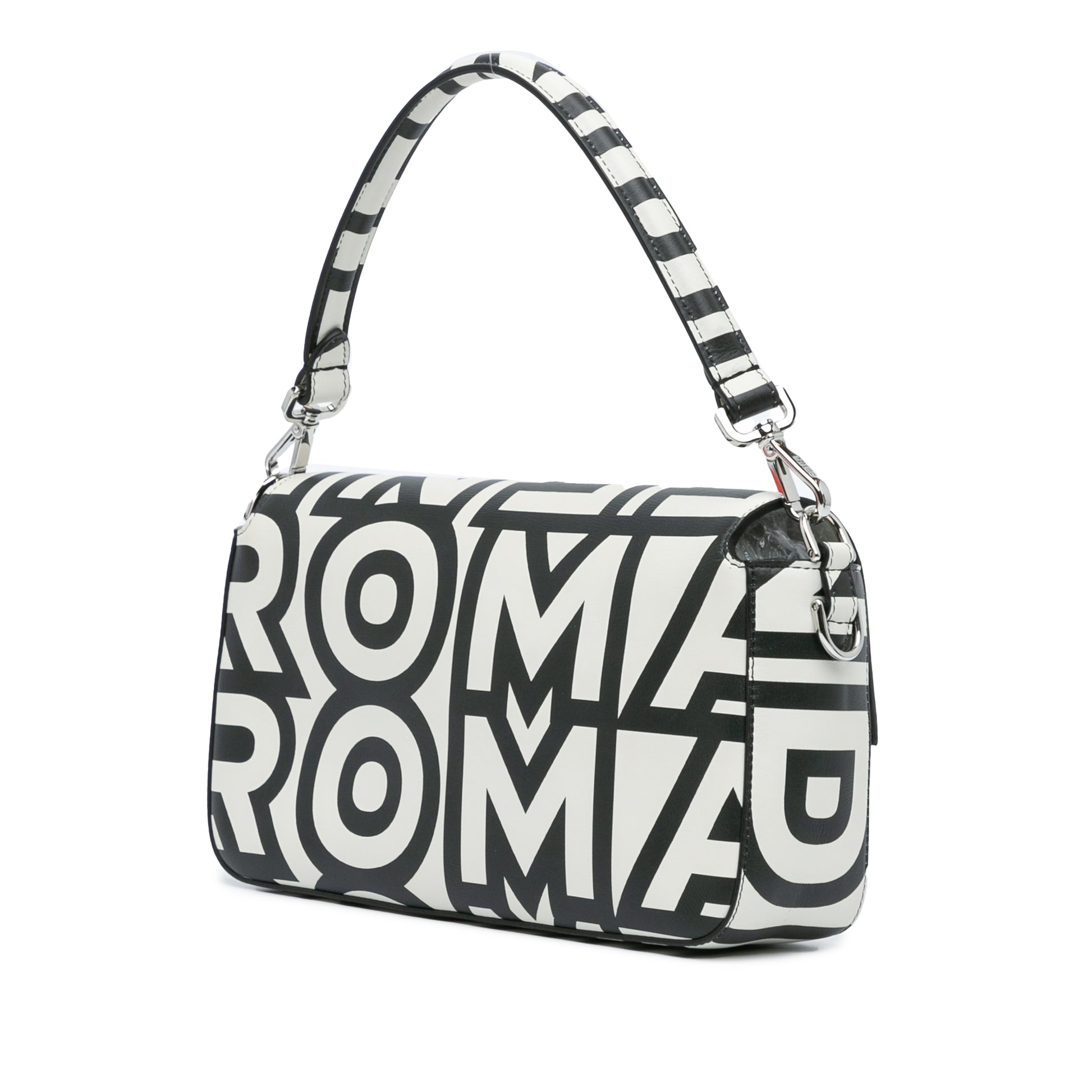 Fendi Marc Jacobs Nappa Vitello King Logo Print Phone Baguette Satchel
