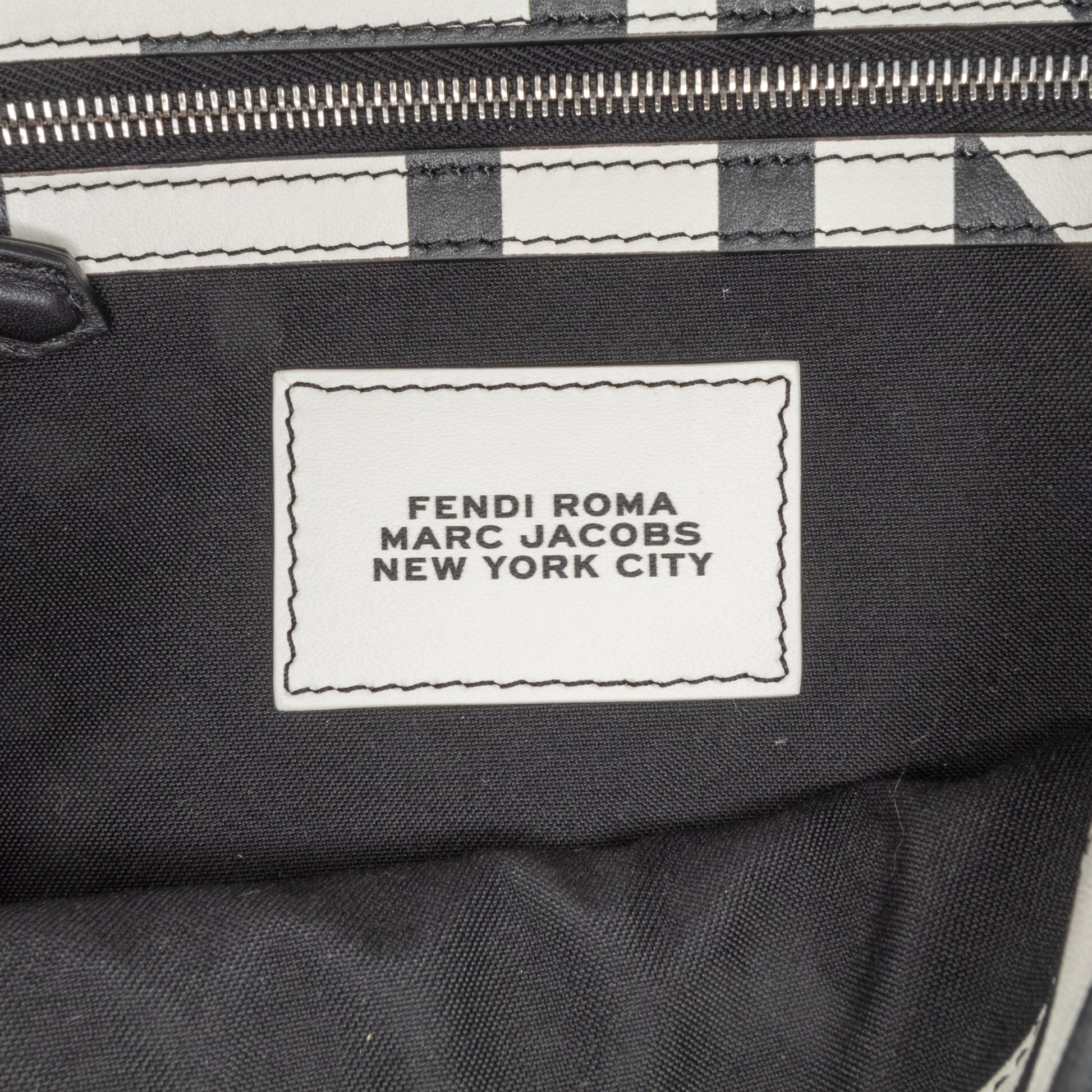 Fendi Marc Jacobs Nappa Vitello King Logo Print Phone Baguette Satchel
