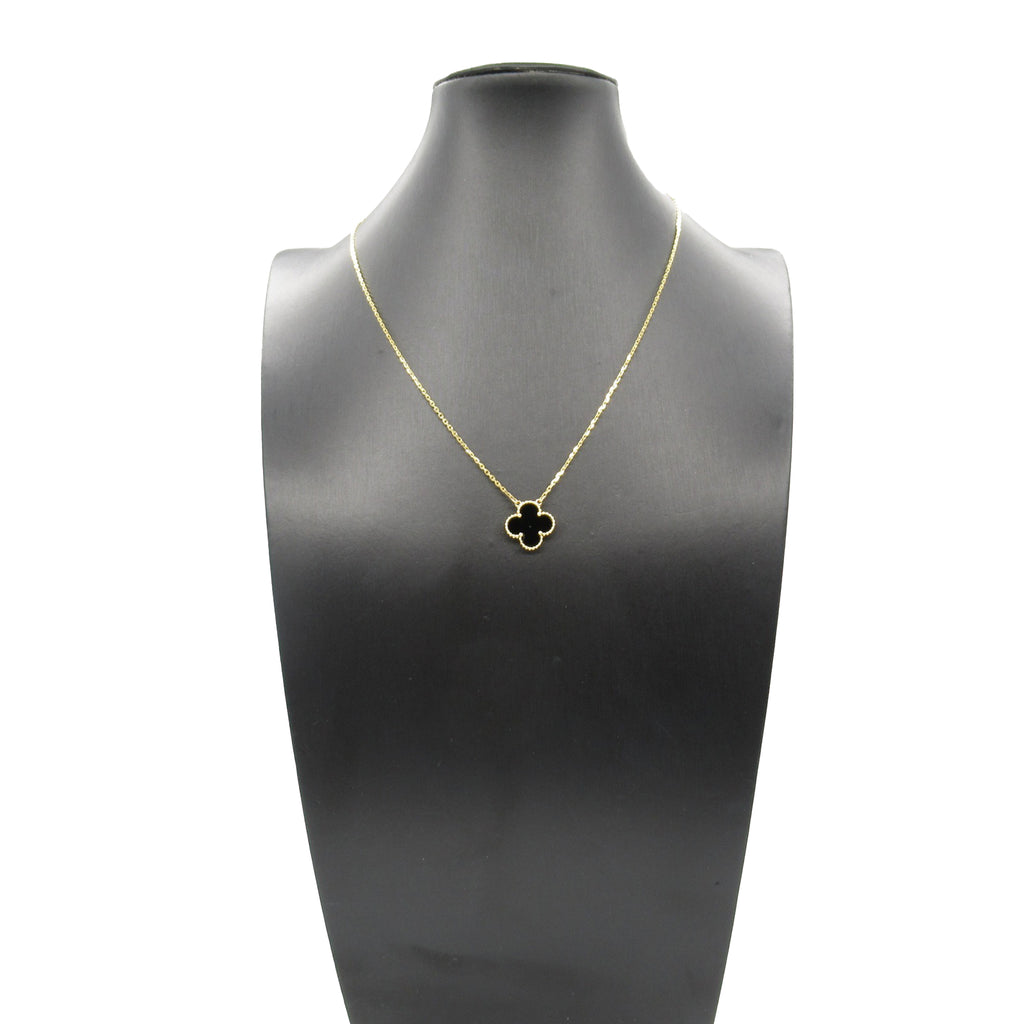 Van Cleef & Arpels 18K Yellow Gold and Onyx Vintage Alhambra Pendant Necklace