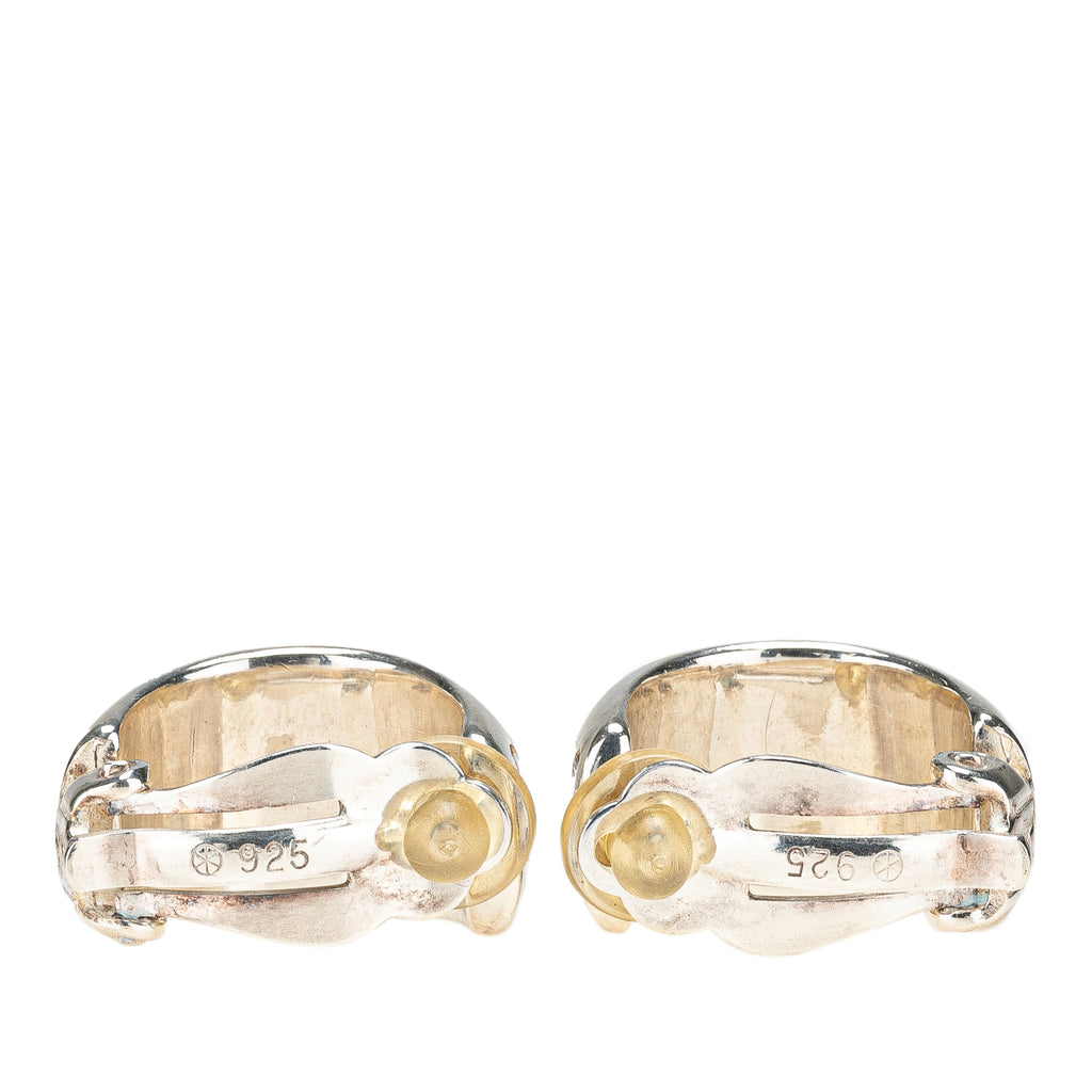 Chanel Sterling Silver Hoop Clip on Earrings
