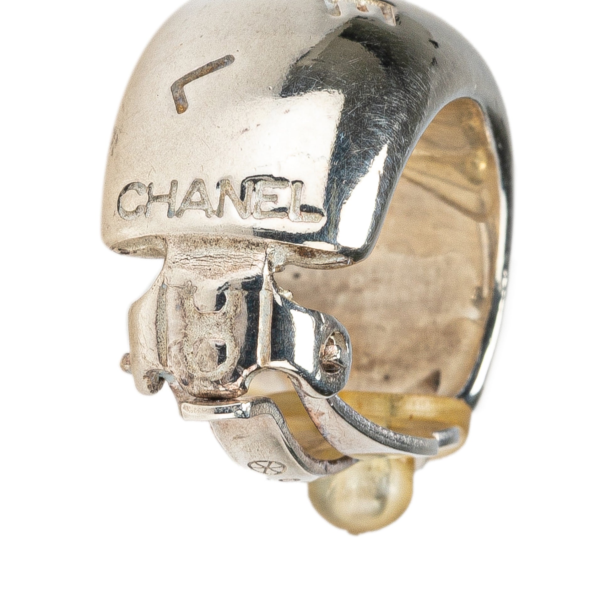 Chanel Sterling Silver Hoop Clip on Earrings