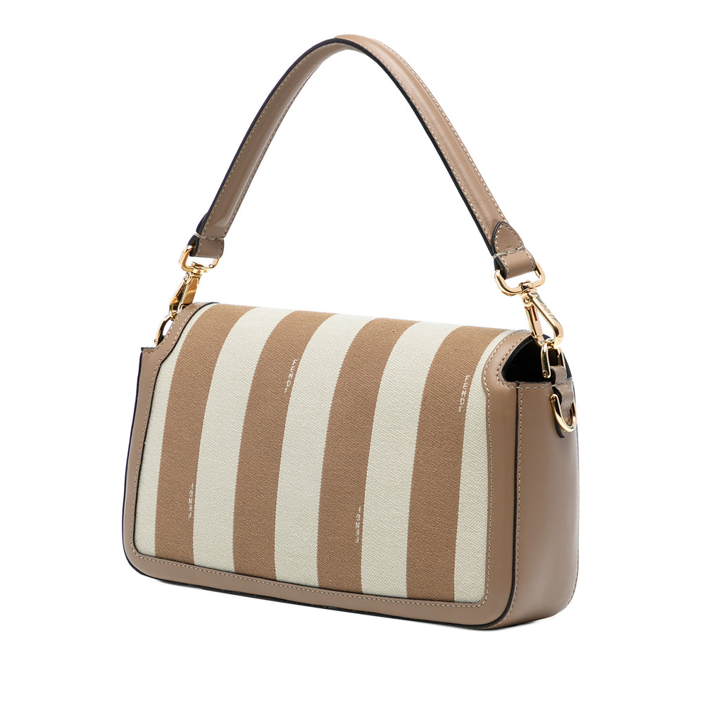 Fendi Pequin Canvas Baguette Satchel