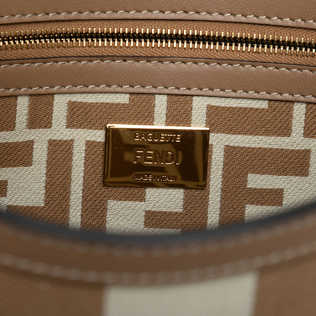 Fendi Pequin Canvas Baguette Satchel